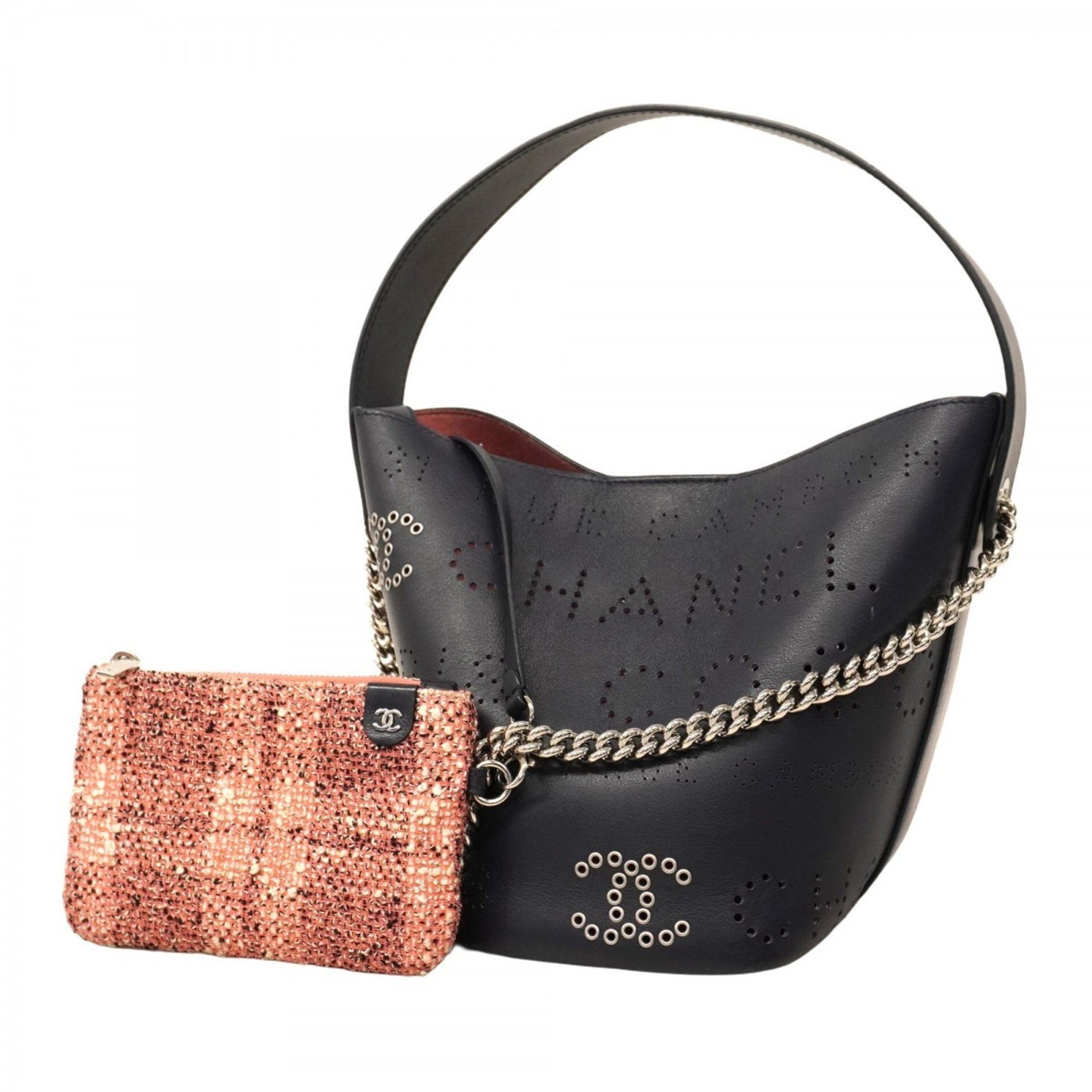 Chanel handbag, chain shoulder bag, punched leather, bag