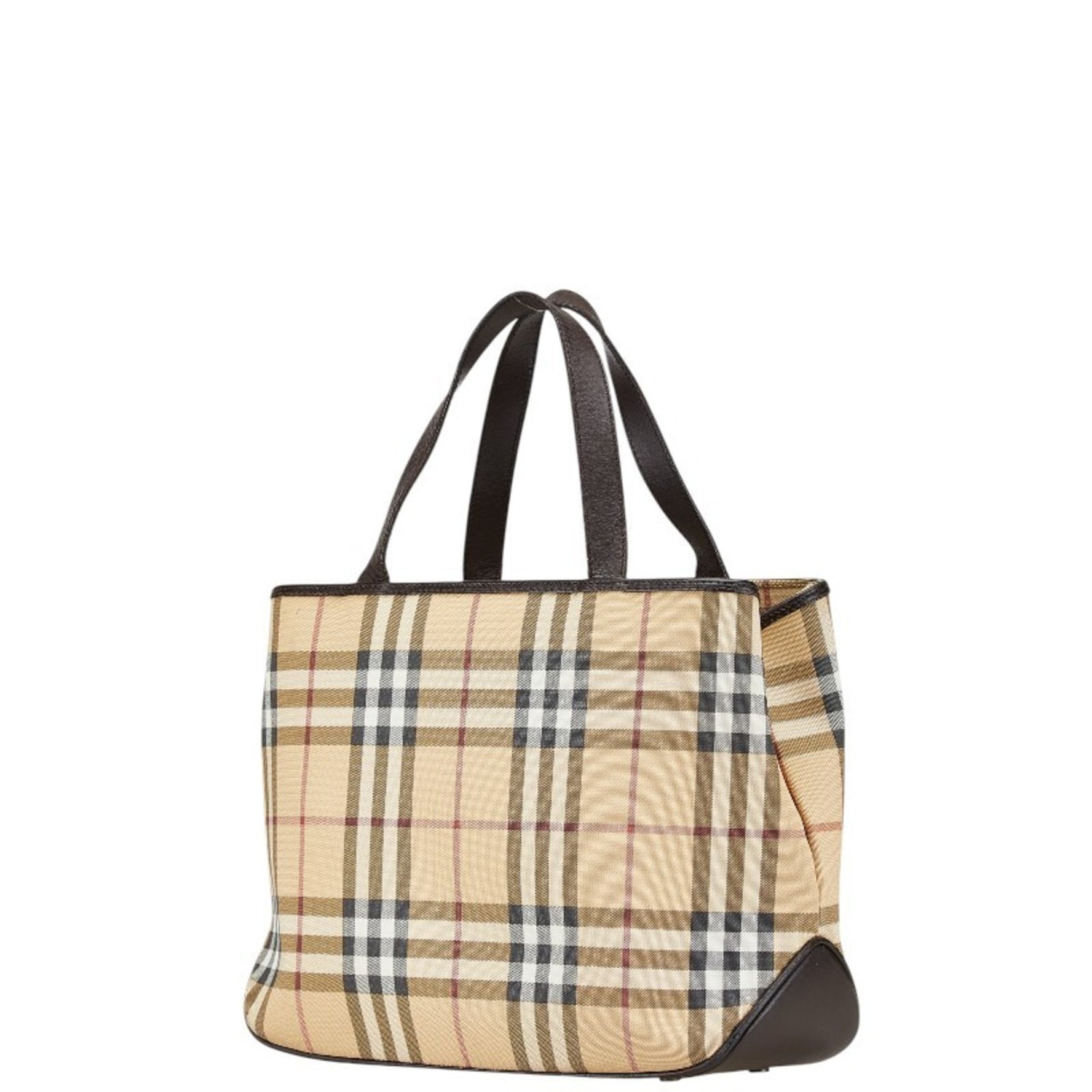 Burberry Nova Check Handbag Tote Bag Beige Brown PVC Leather Women's BURBERRY