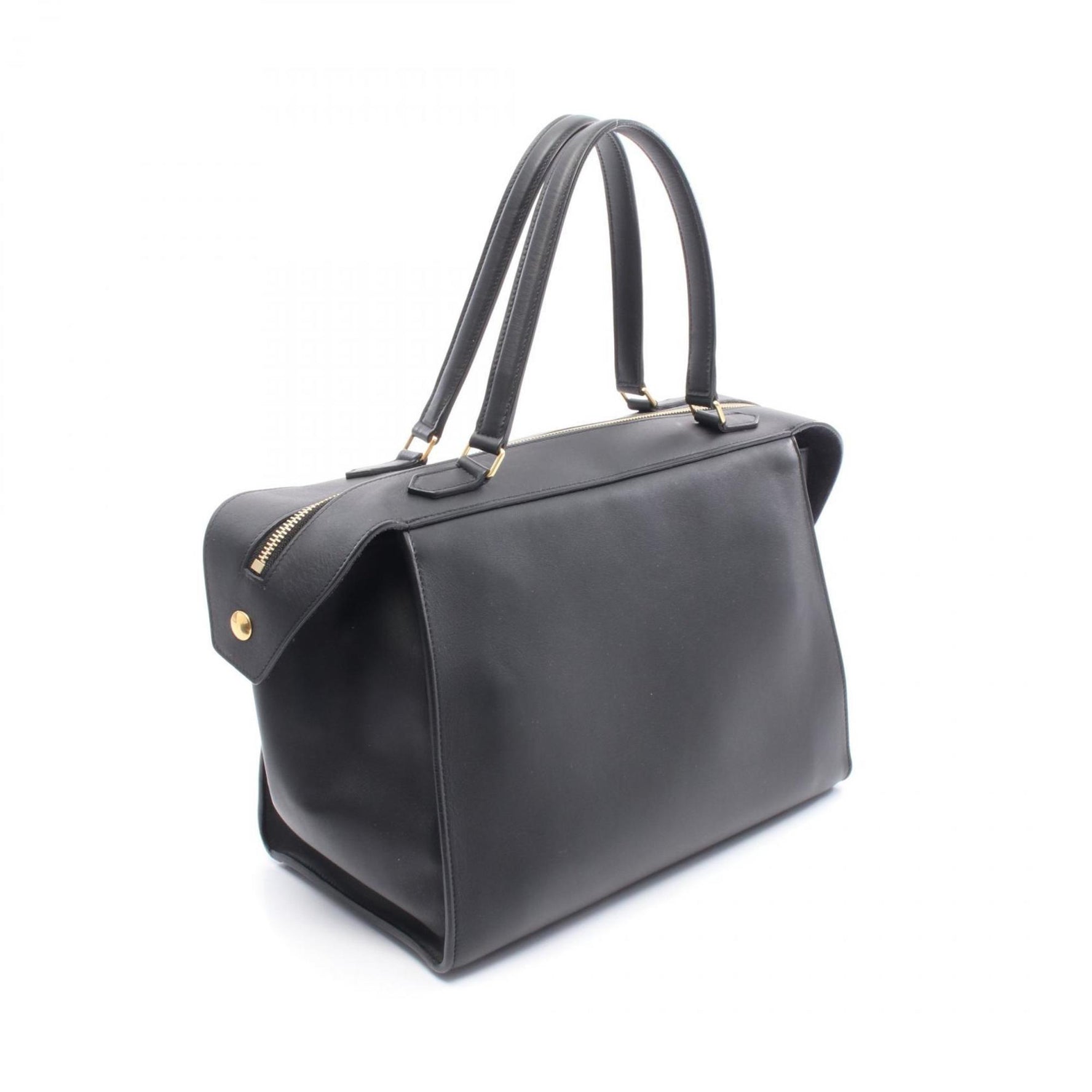 Celine small leather handbag with ring, black.