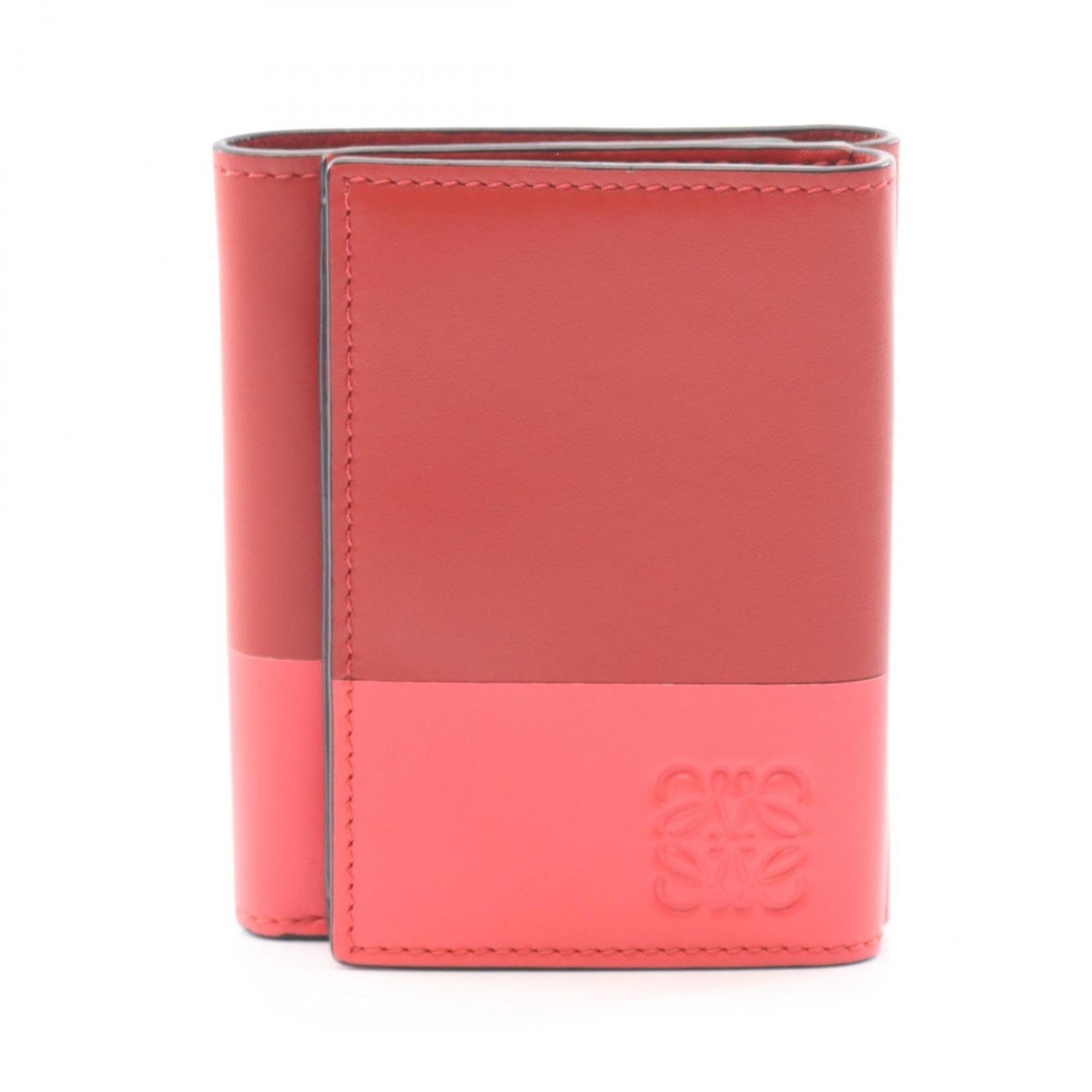 LOEWE Trifold Wallet, Leather, Red and Pink