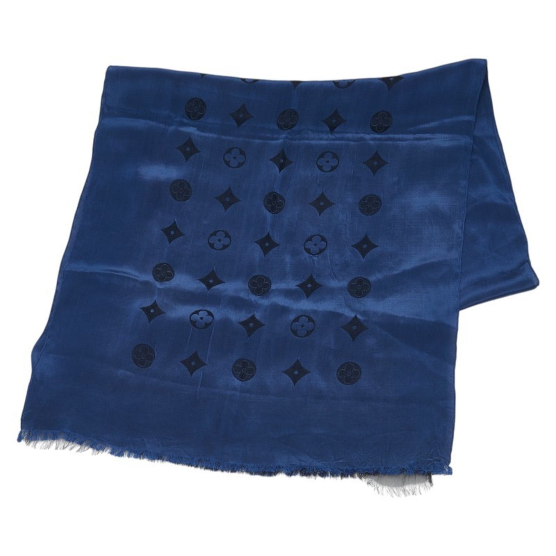 Louis Vuitton Monogram Etoile Venice Scarf/Shawl Navy Acetate Silk