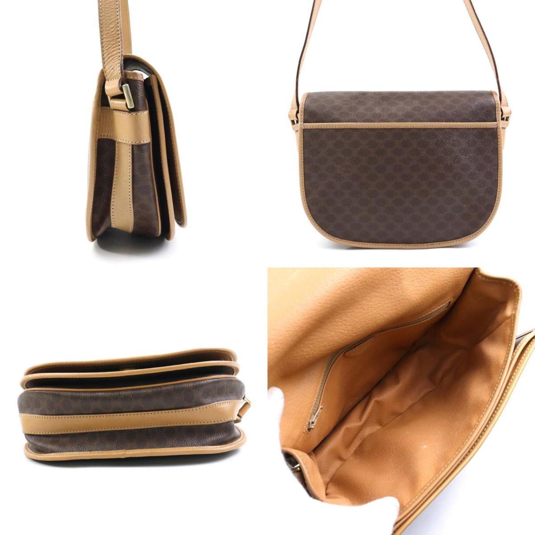 CELINE Shoulder Bag Macadam Coated Canvas