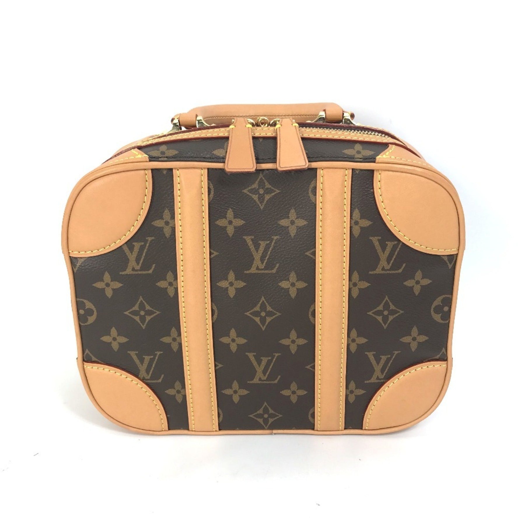 Louis Vuitton Monogram Chain Valisette PM Trunk, Handbag, Bag, Shoulder Boston Canvas, Brown