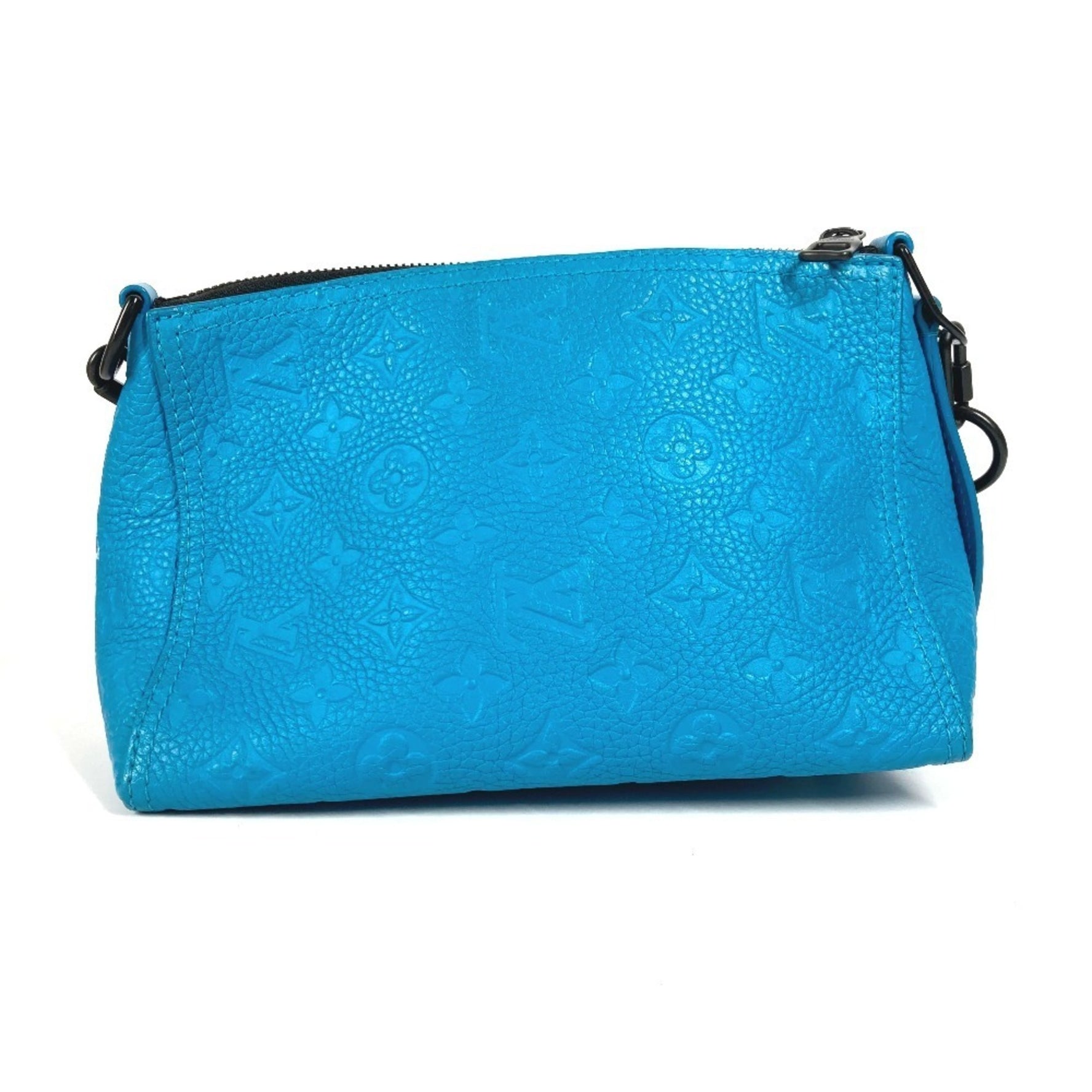 Louis Vuitton Monogram Empreinte Triangle Messenger Bag Crossbody Pochette Shoulder Leather Men's Turquoise Blue