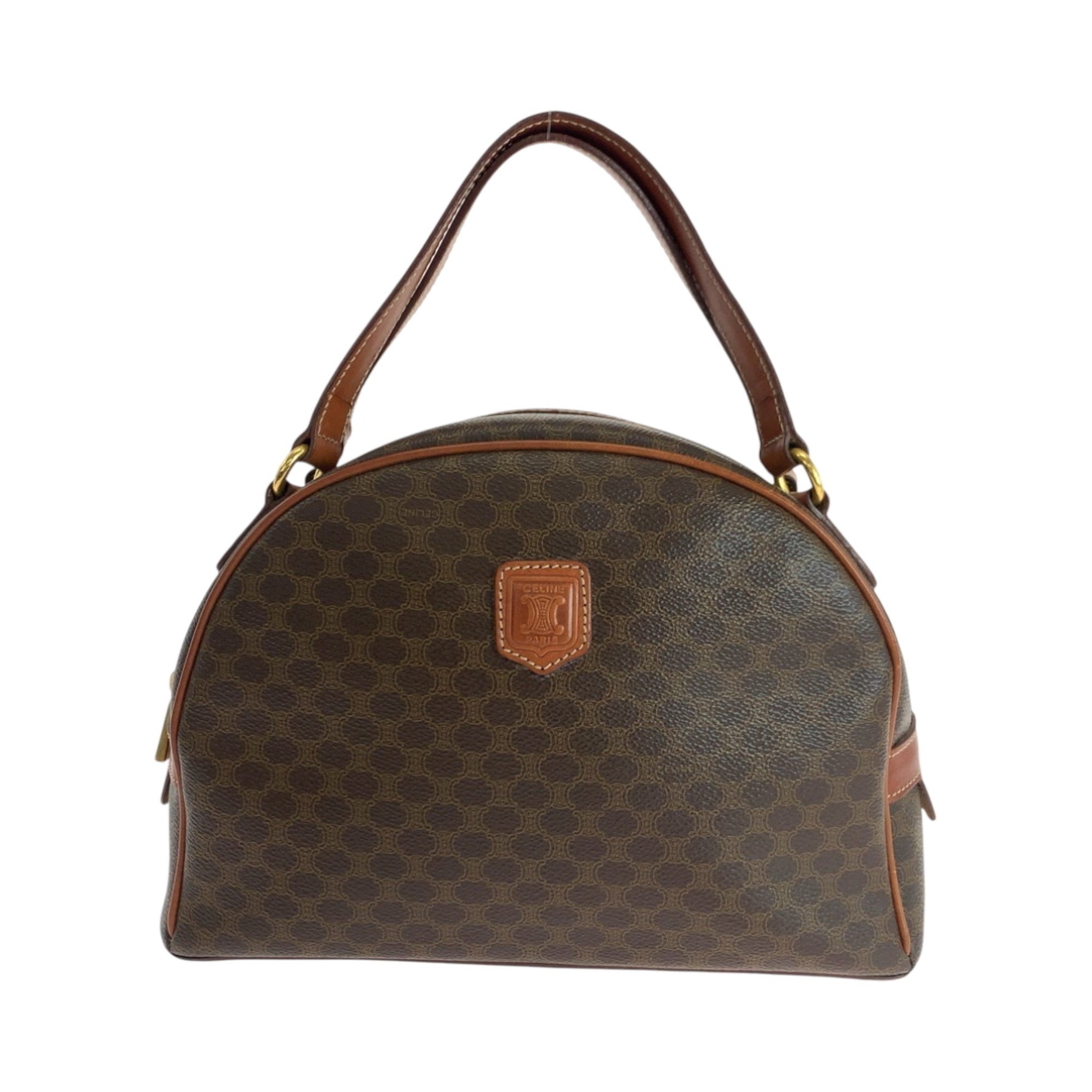 CELINE Macadam Gold Hardware Leather Handbag Vanity Bag Mini Boston