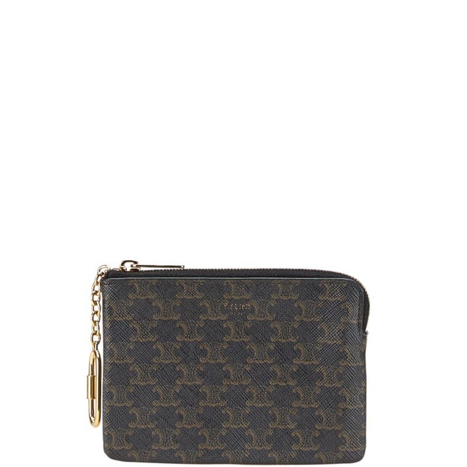 Celine Triomphe wallet/coin case in brown and black .