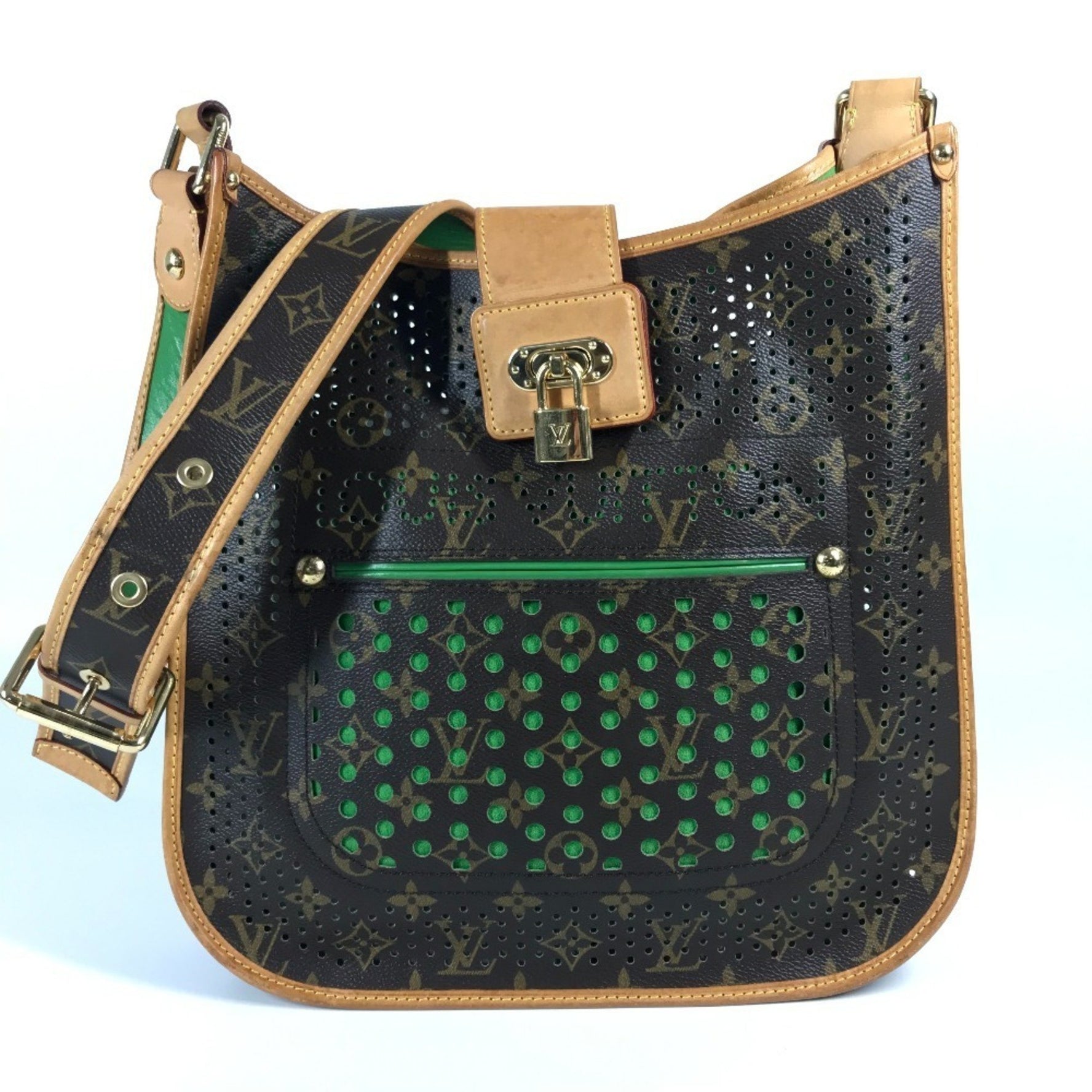 LOUIS VUITTON Monogram Perforated Musette Shoulder Bag in Canvas, Unisex, Green