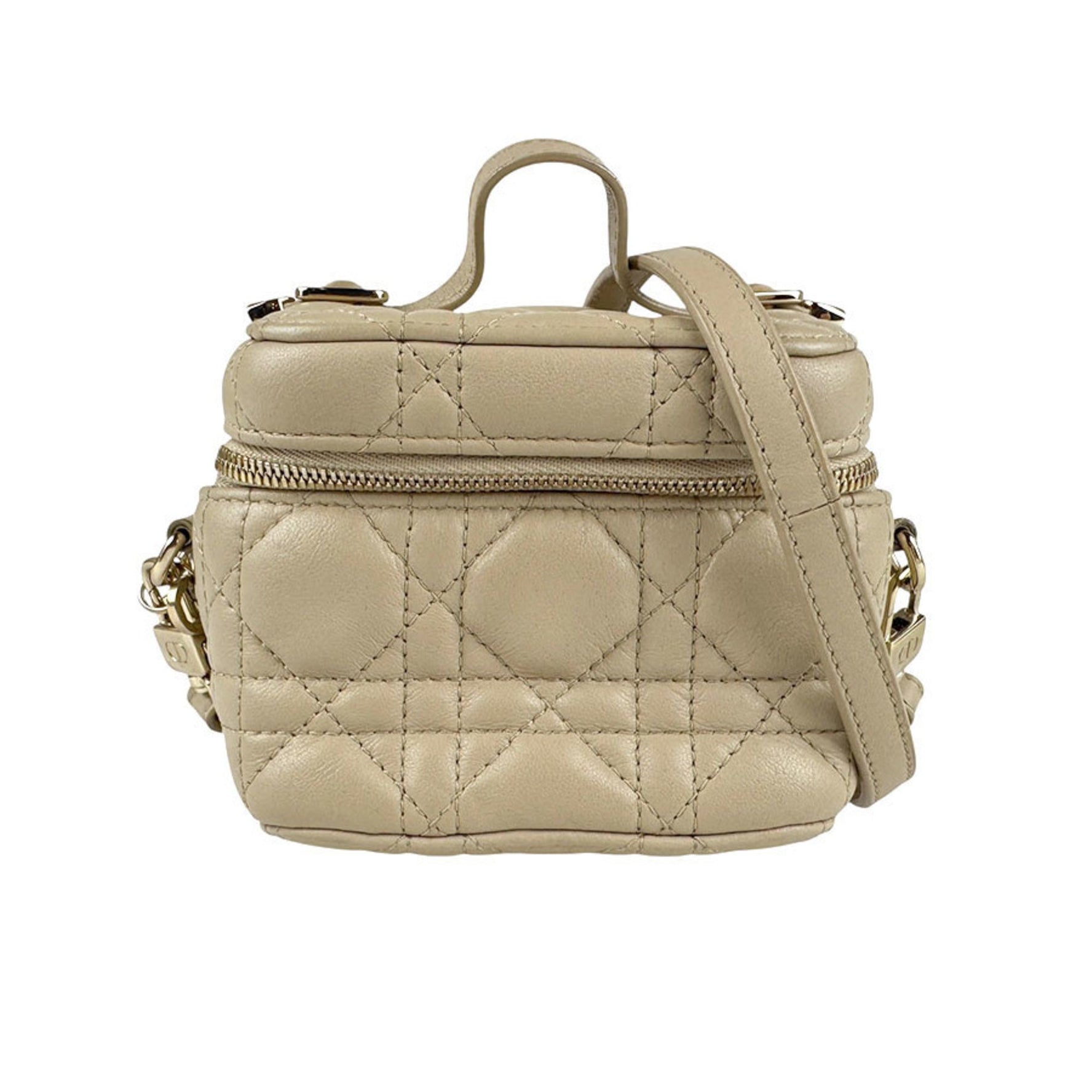 Christian Dior Micro Vanity Handbag Shoulder Bag in and Gold Leather
