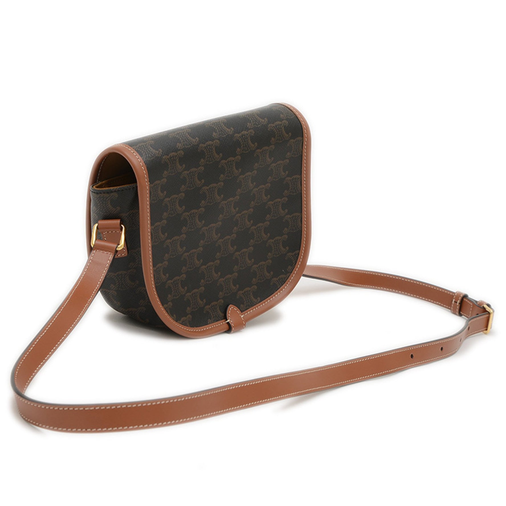 Celine Triomphe Medium Folco Shoulder Bag Canvas Tan BP