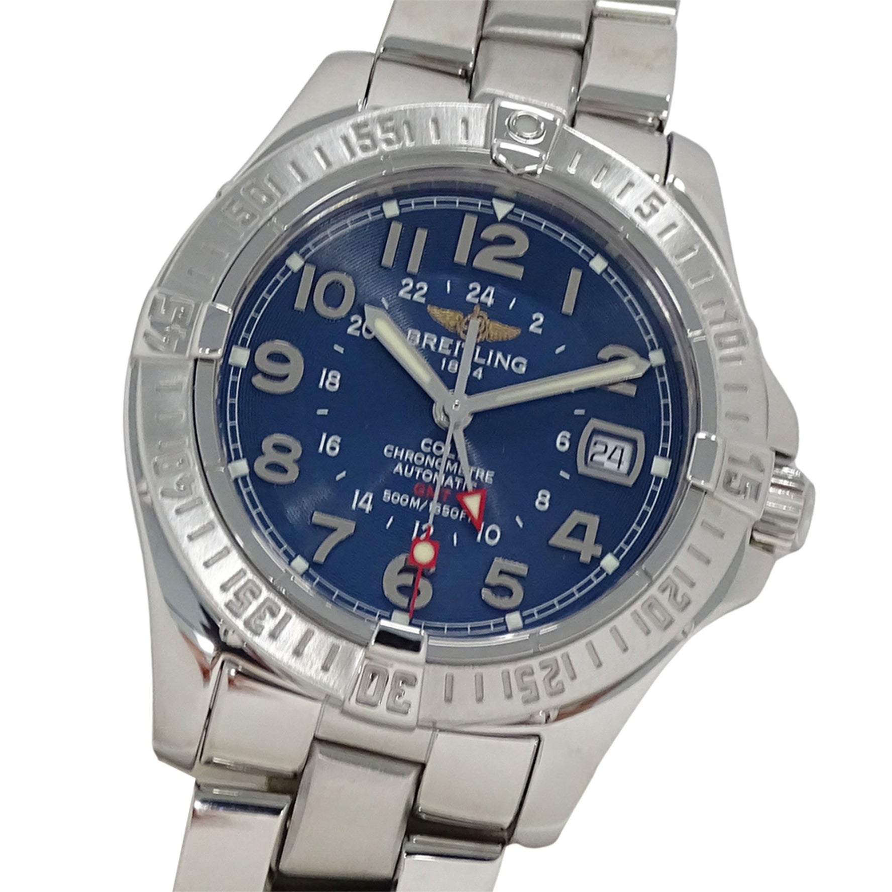 Breitling Colt Automatic Watch with GMT Date Display, Stainless Steel, Silver/Navy, Polished