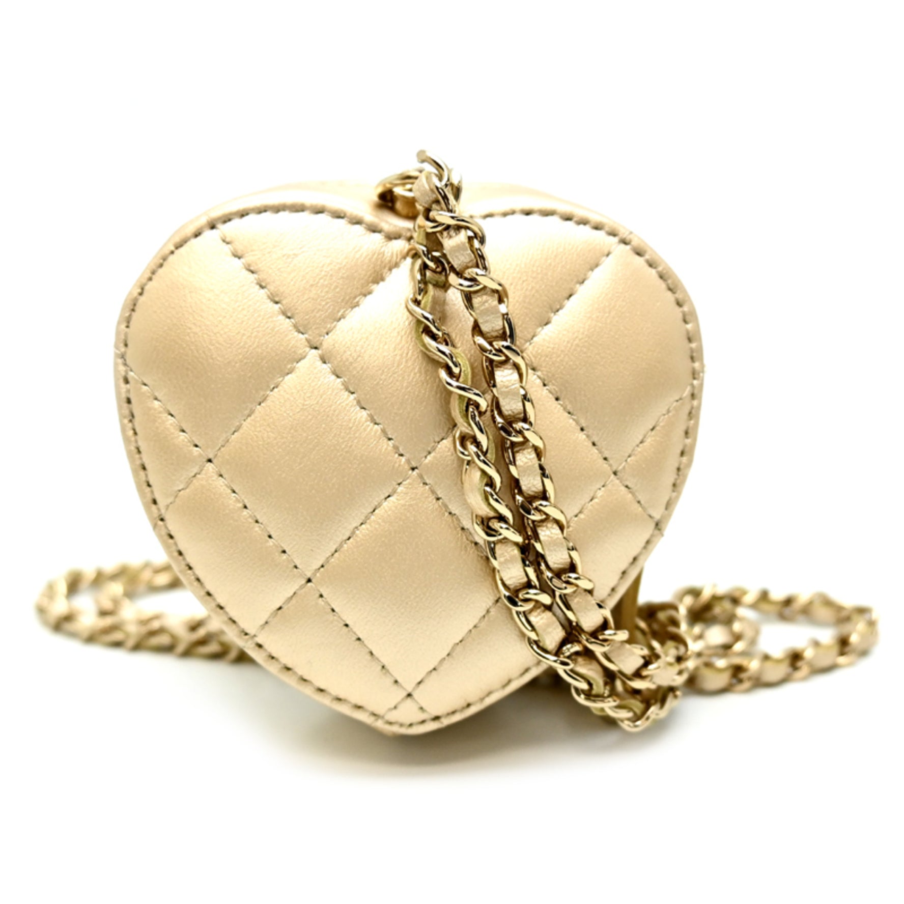 Chanel Matelasse Coco Mark Mini Heart Chain Shoulder Bag with Hardware, Coin Case, Lambskin