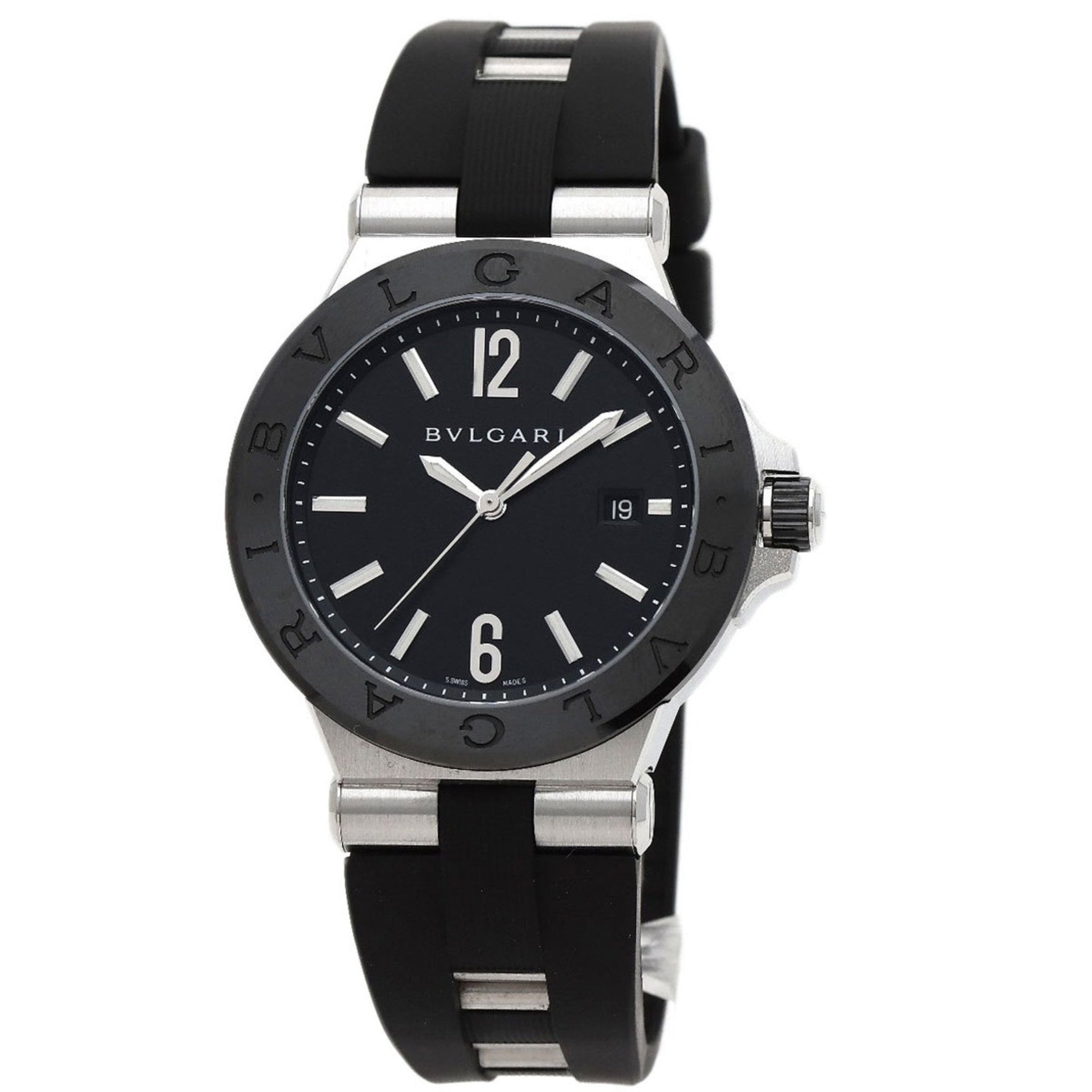 Bvlgari DG42SC Diagono Ceramic Watch Stainless Steel Rubber Men's