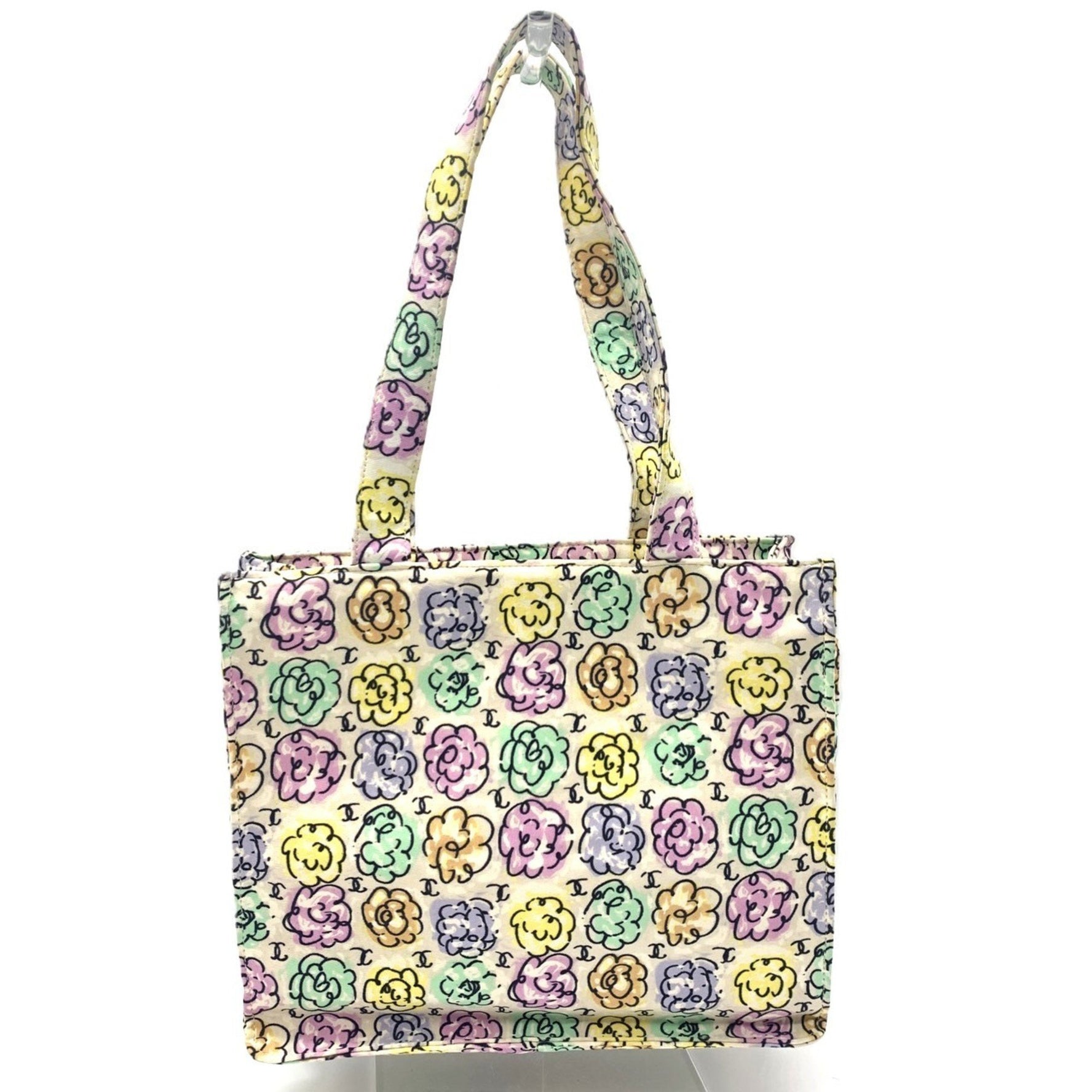 Chanel Flower Print Tote Camellia Nylon Canvas Bag Multicolor