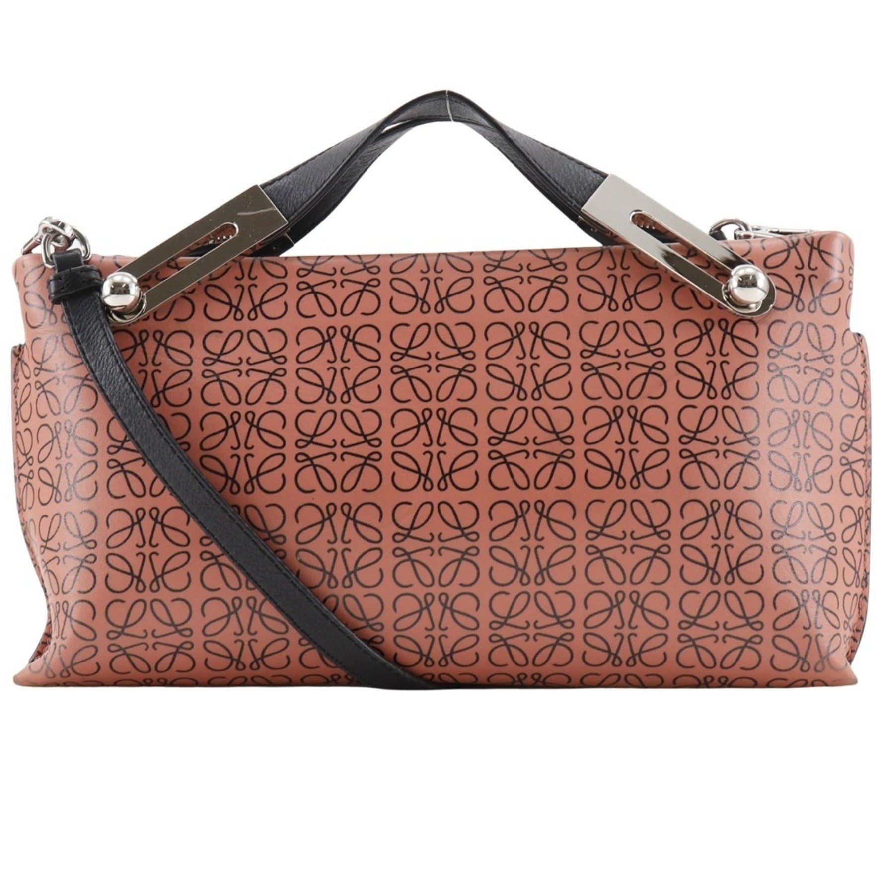 LOEWE Missy Small Handbag, Anagram Shoulder Bag, Calfskin, Black/Pink
