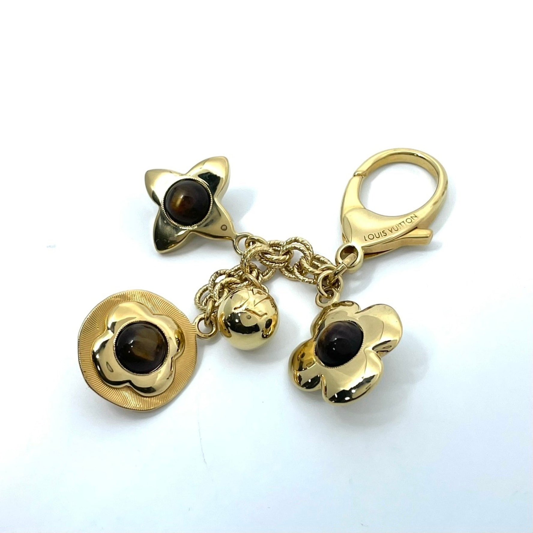 Louis Vuitton Bijoux Sac Tresor Bag Charm Gold and Brown Metal Keychain