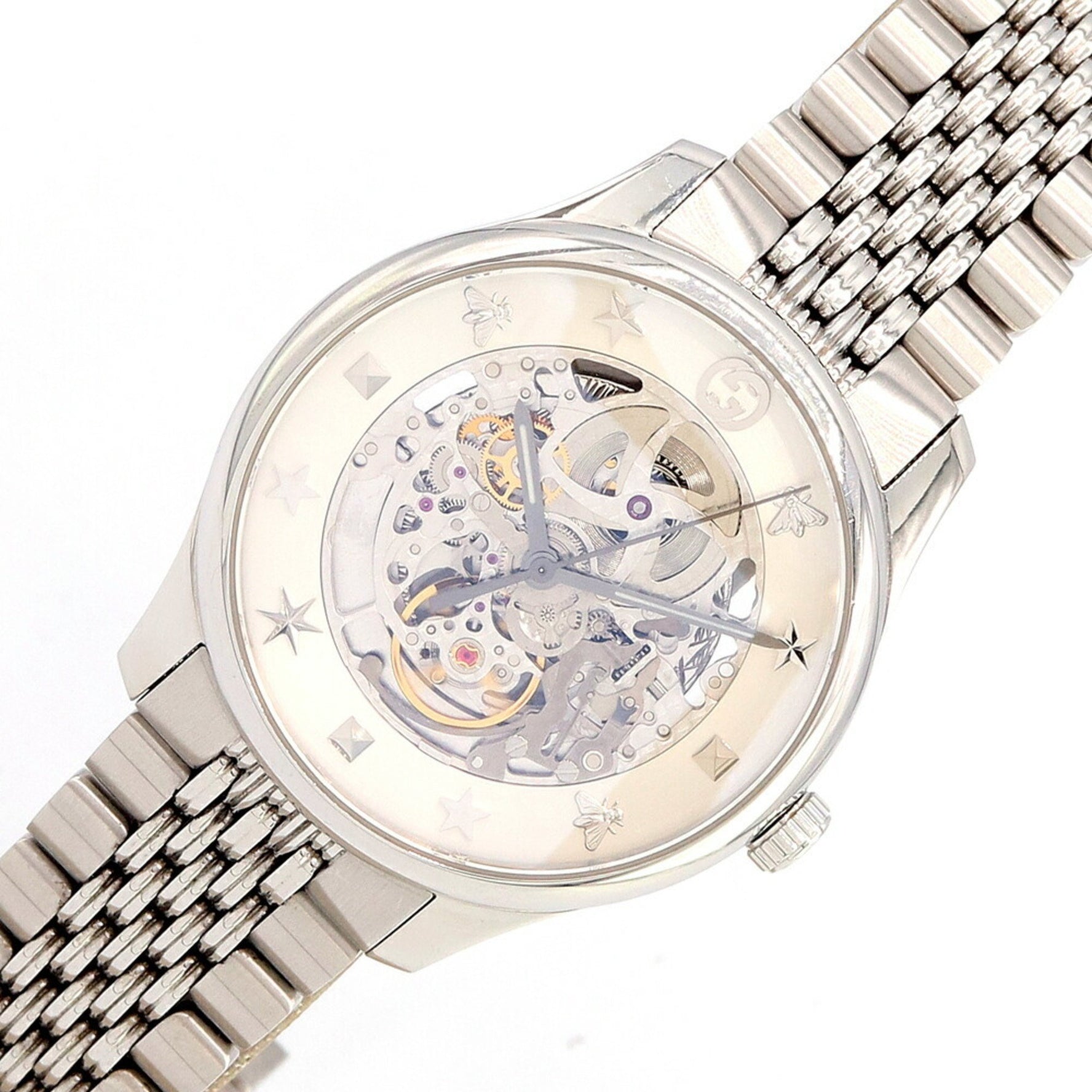 Gucci G Timeless Watch Dial Stainless Steel Automatic Skeleton