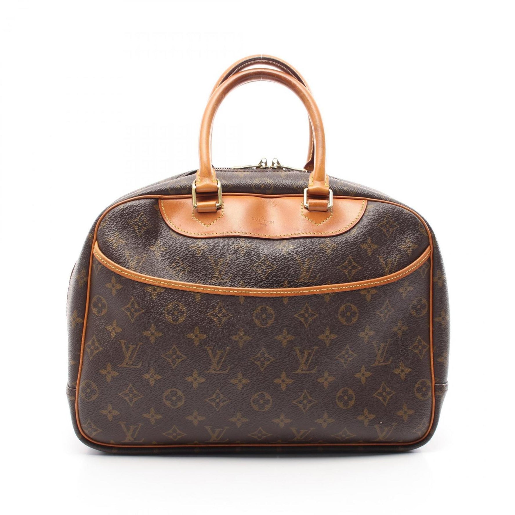Louis Vuitton Deauville Bowling Vanity Handbag Coated Canvas Leather Monogram