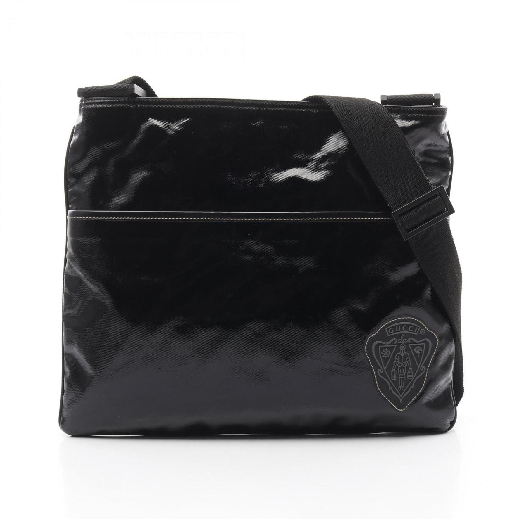 GUCCI Crest Shoulder Bag Coated Canvas Men's