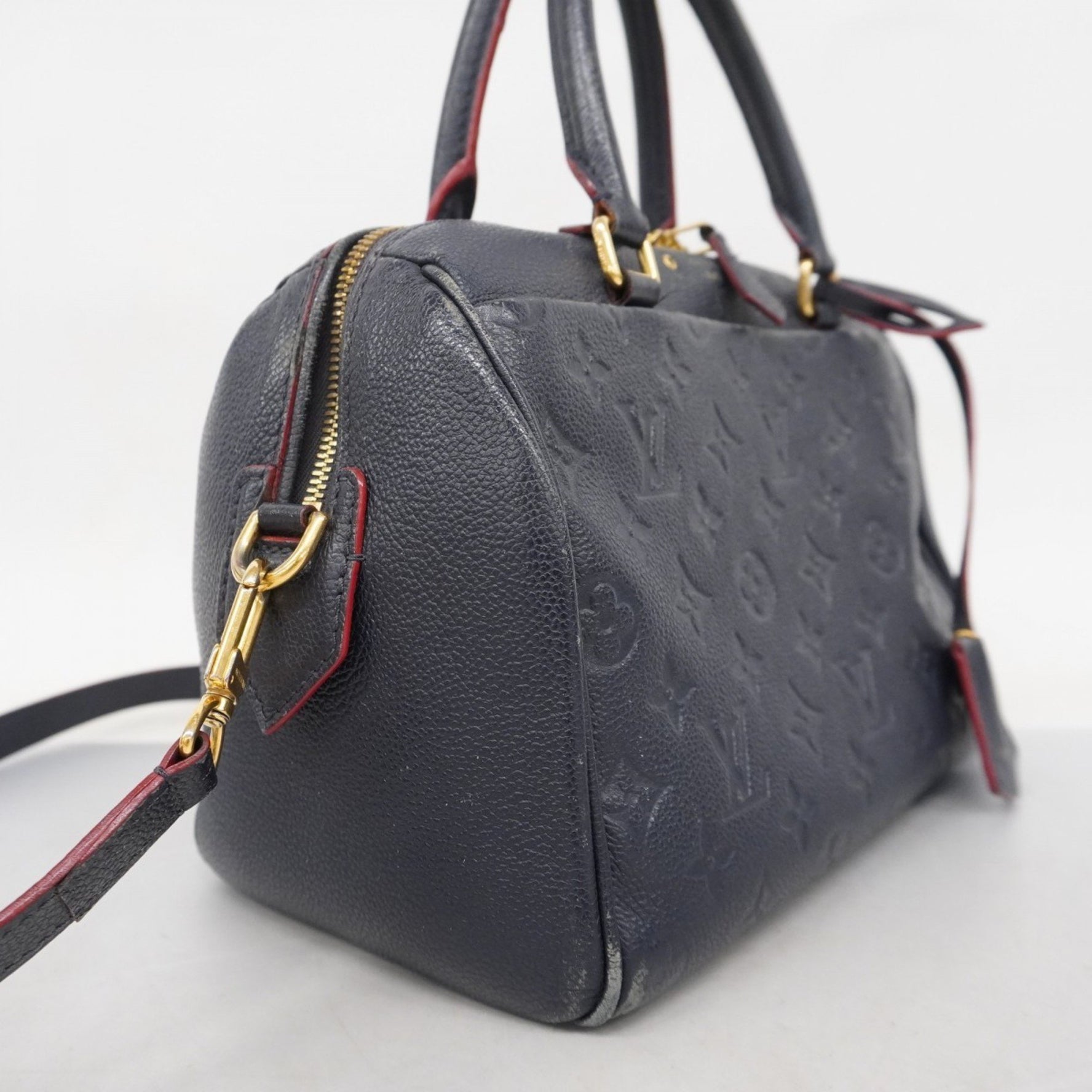Louis Vuitton Monogram Empreinte Speedy Bandouliere 25 Handbag M43501 Marine Rouge Women's