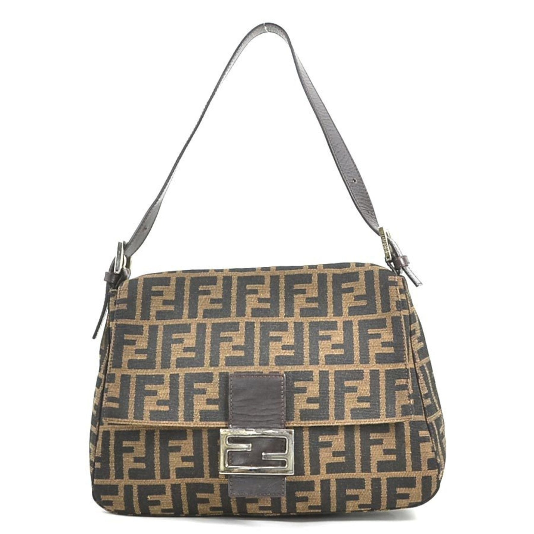 FENDI Shoulder Bag Zucca Mamma Bucket Canvas Leather