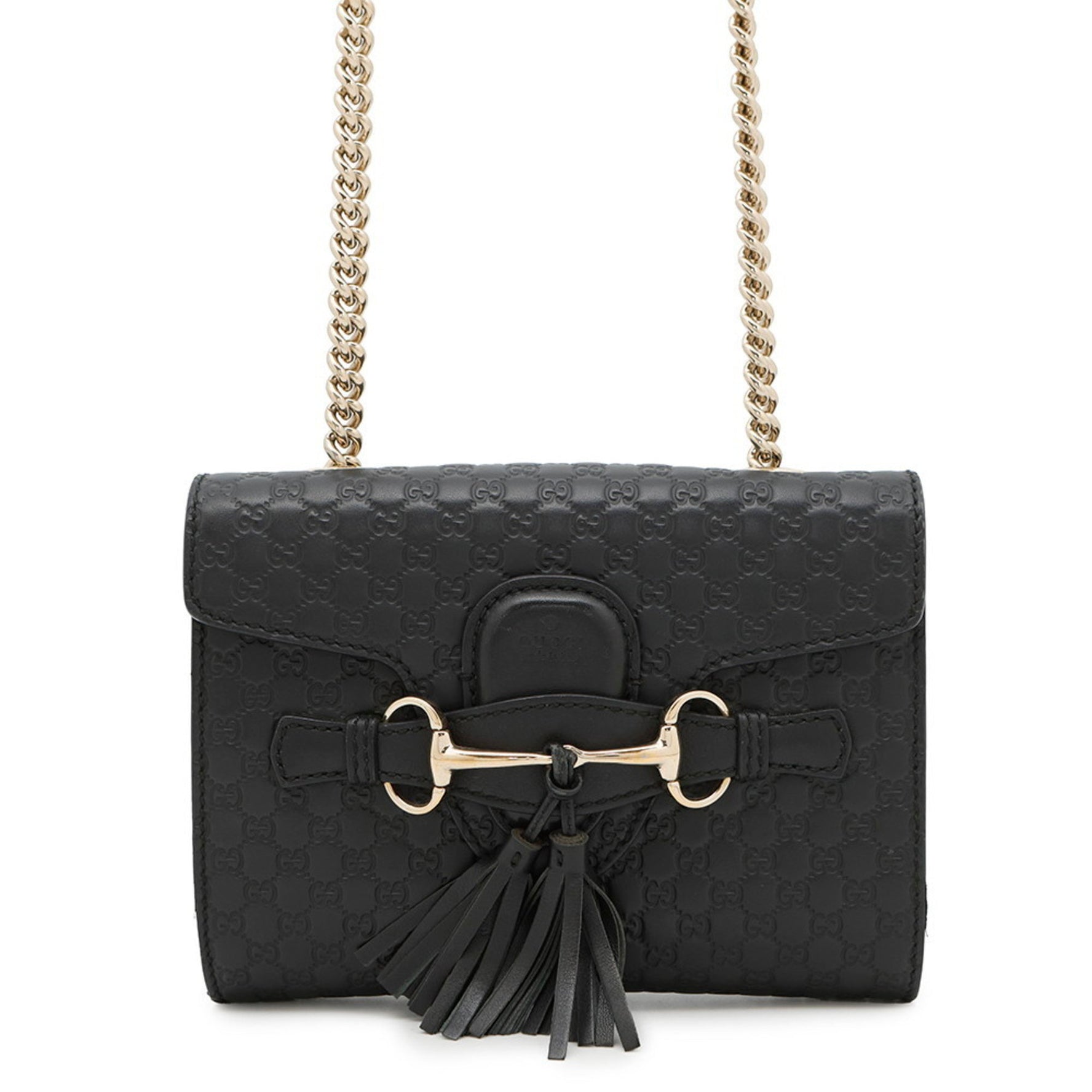 Gucci EMILY Micro Guccissima Chain Shoulder Bag with Tassel, Leather