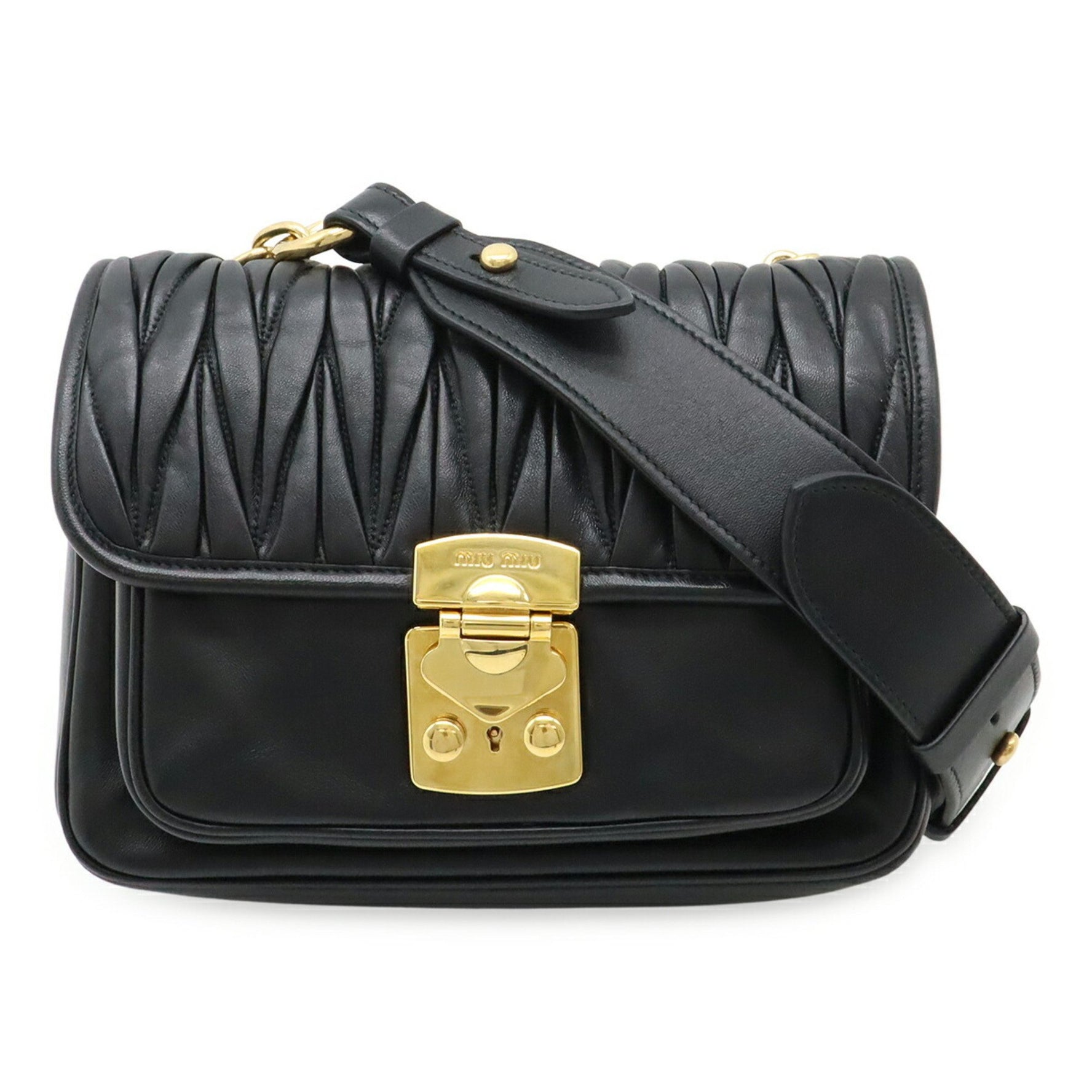 Miu Miu Miu Matelasse gathered shoulder bag/pouch in leather (purchased at a domestic outlet, item number