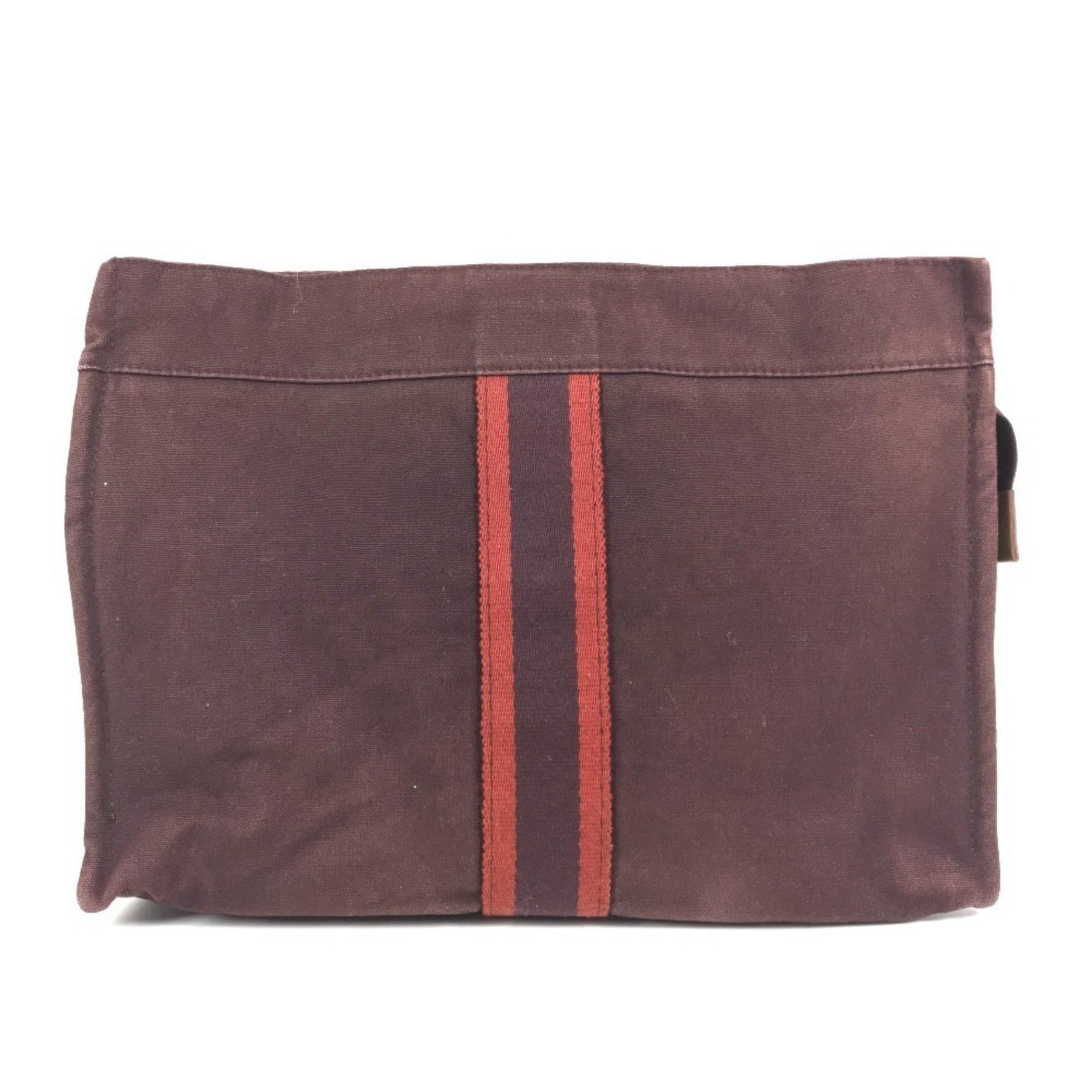 HERMES Hermès Foule Tout Bag Pouch Second Clutch Cotton Men's Wine Red