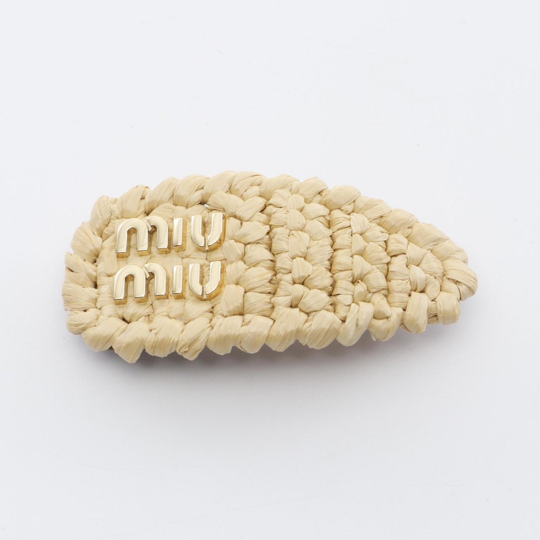 Miu Miu Miu Hair Clip Leather Raffia