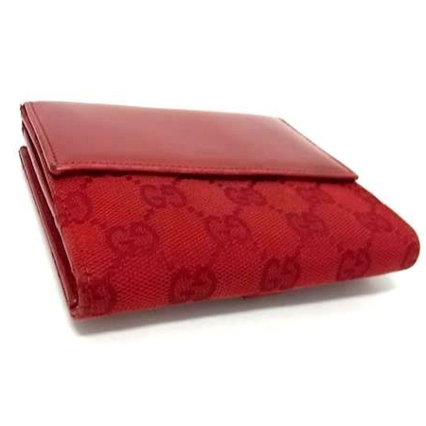 GUCCI Jackie Wallet 035 2091 2131 Red GG Canvas and Leather Pattern Bifold