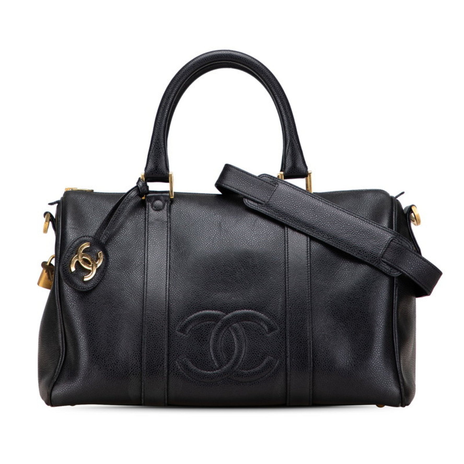 Chanel Coco Mark Boston Bag/Shoulder Bag, Caviar Skin