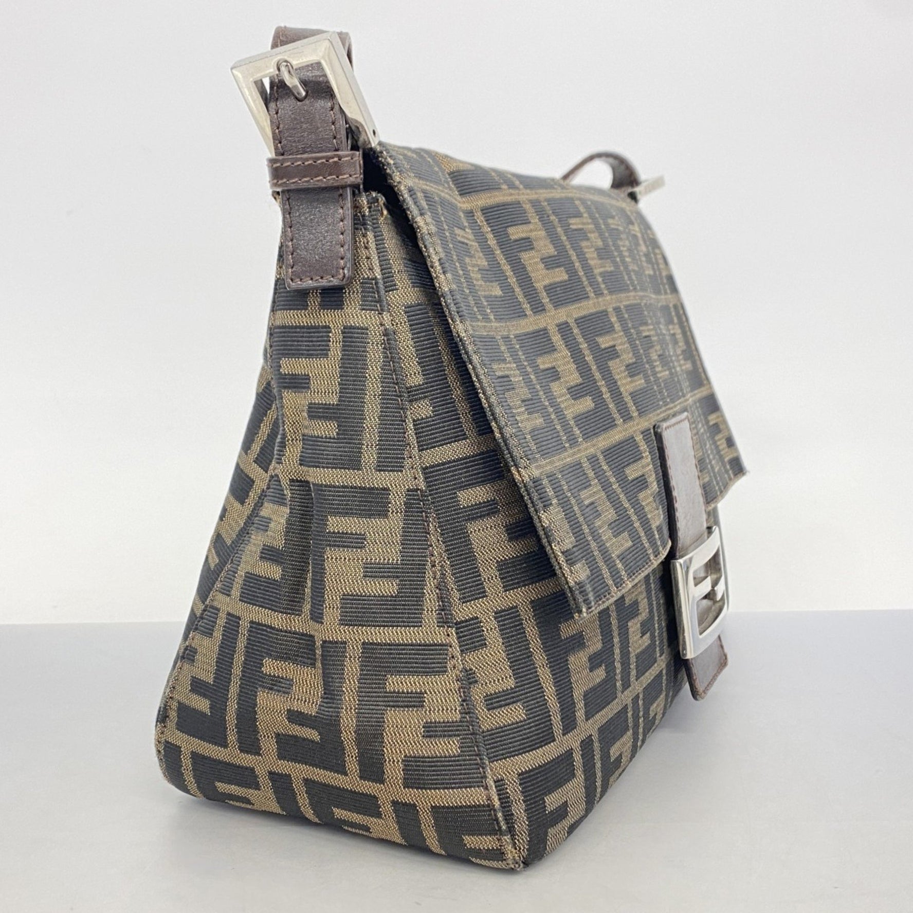 Fendi Zucca Mamma Bucket handbag in nylon canvas, brown, for women