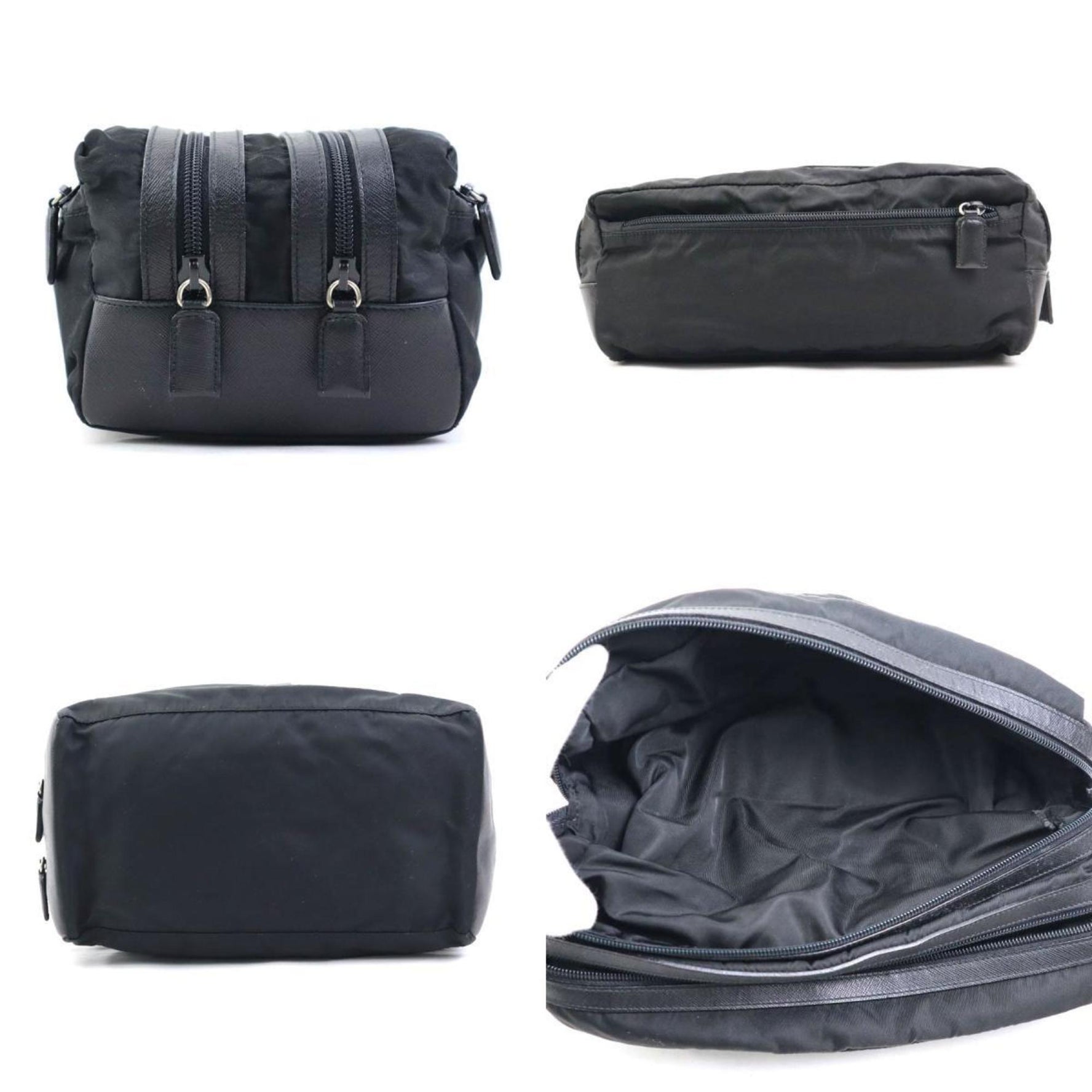 Prada clutch bag pouch in nylon and leather women