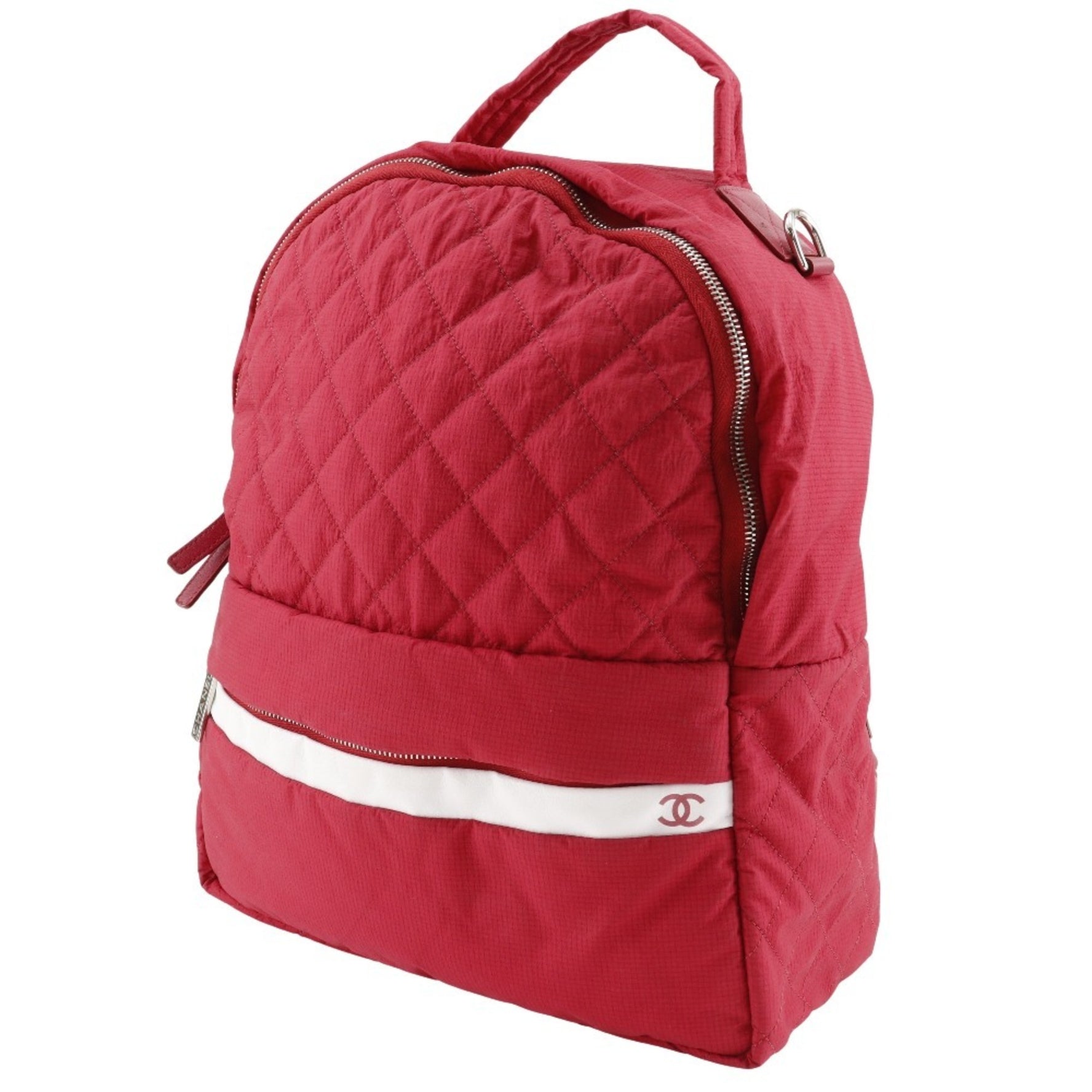 Chanel Coco Mark Backpack/Daypack Matelasse Nylon Red Double COCO