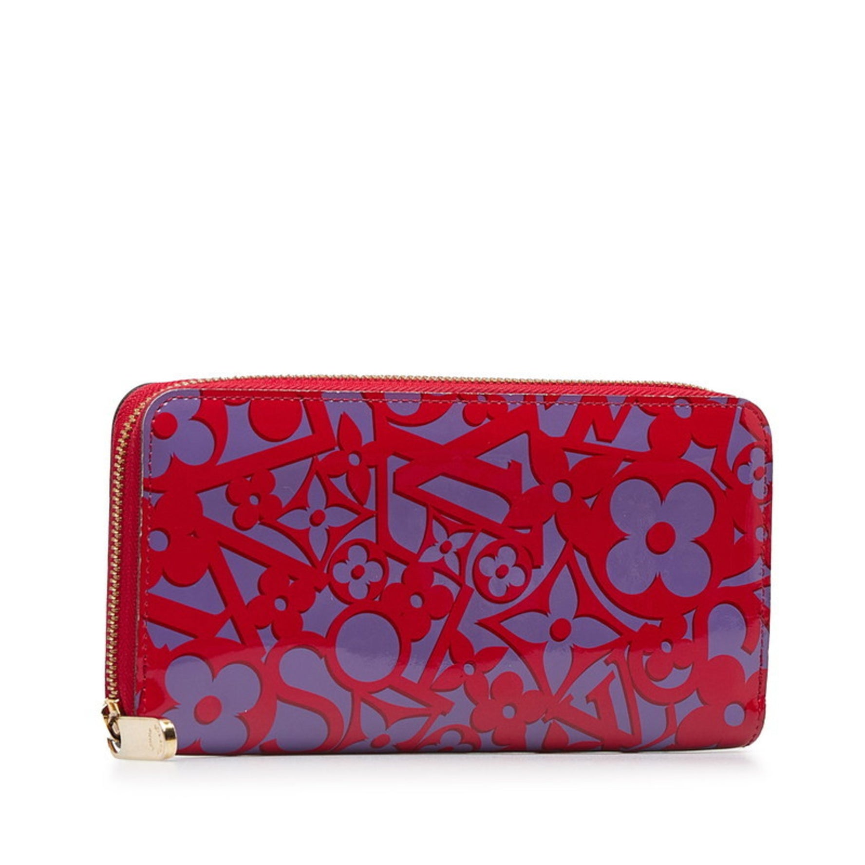 Louis Vuitton Sweet Monogram Vernis Zippy Wallet Round Long M90123 Rose Andian Red Patent Leather Women's LOUIS VUITTON