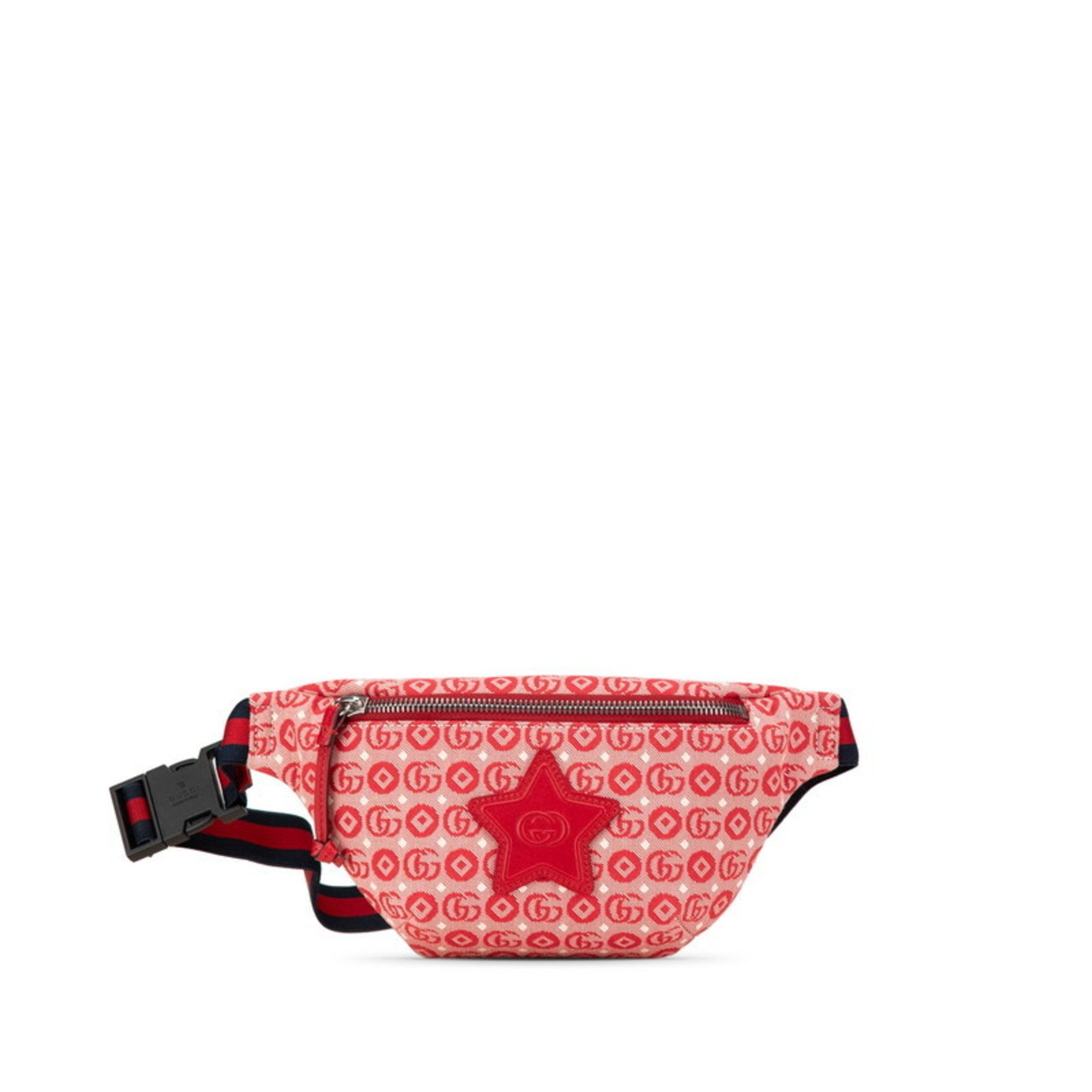Gucci GG Logo Children's Star Waist Bag Body Red Canvas Leather