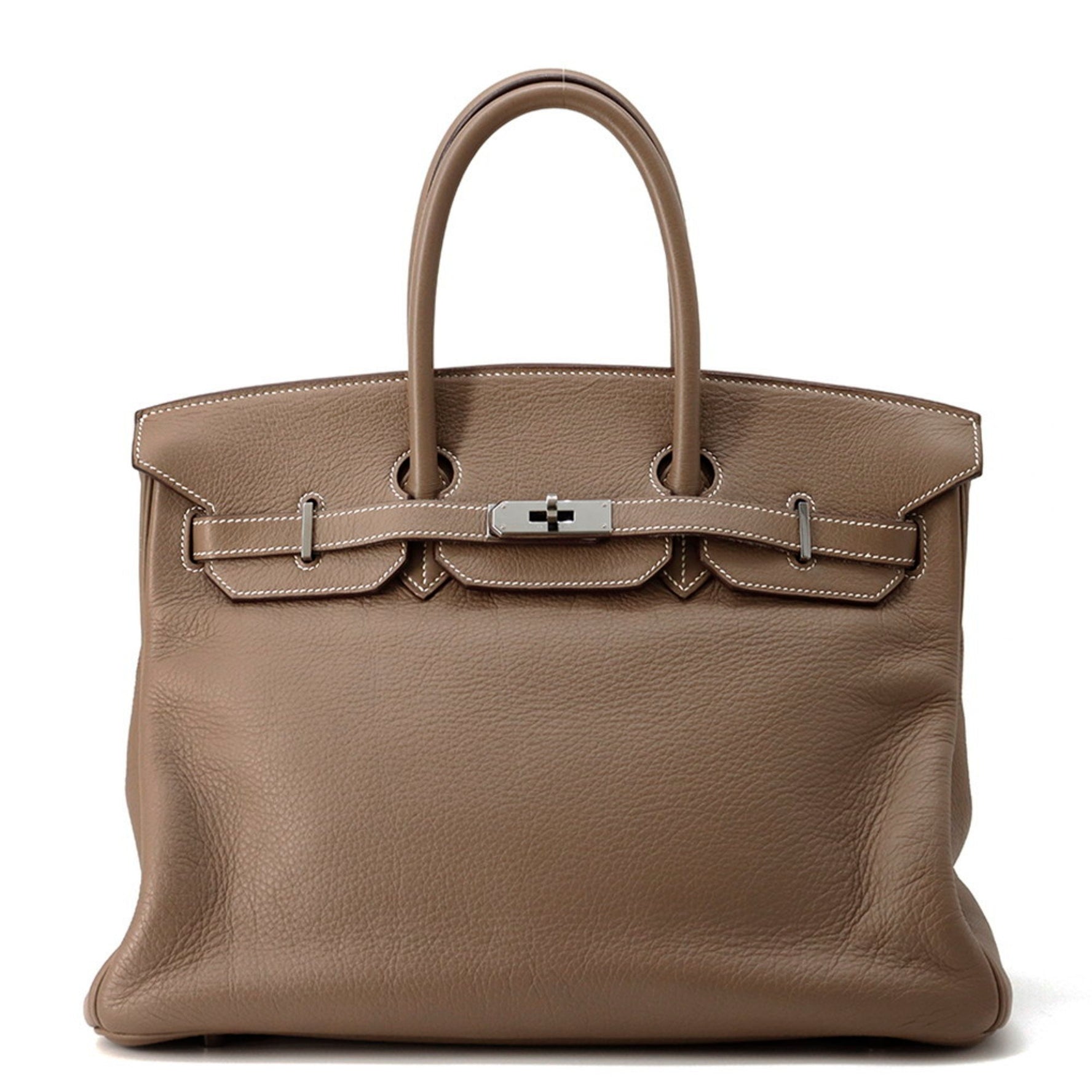 Hermes Birkin 35 Etoupe Ruthenium hardware Taurillon Clemence □I stamp HERMES handbag