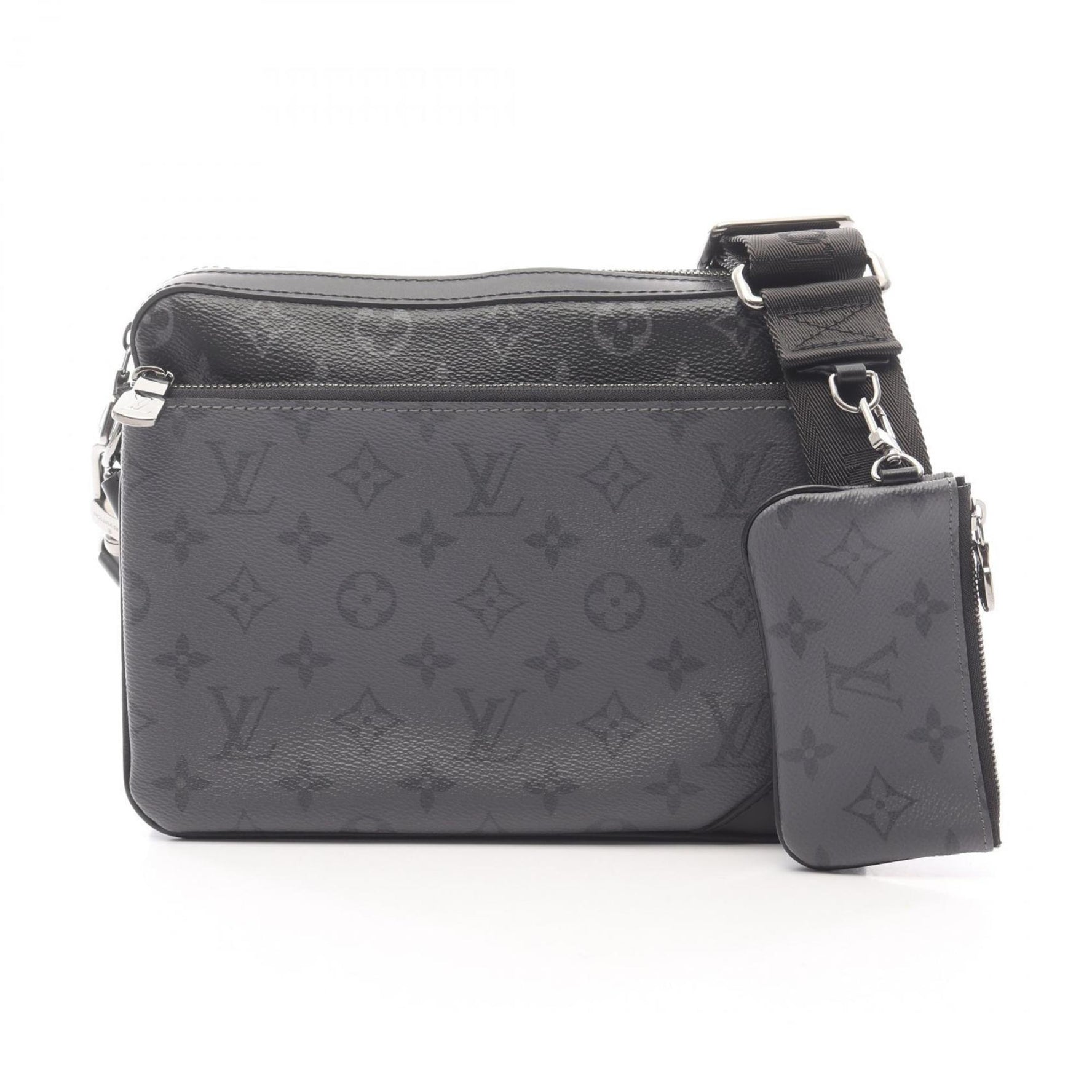 Louis Vuitton Trio Messenger Monogram Eclipse Shoulder Bag, Coated Canvas and Leather, Black Gray