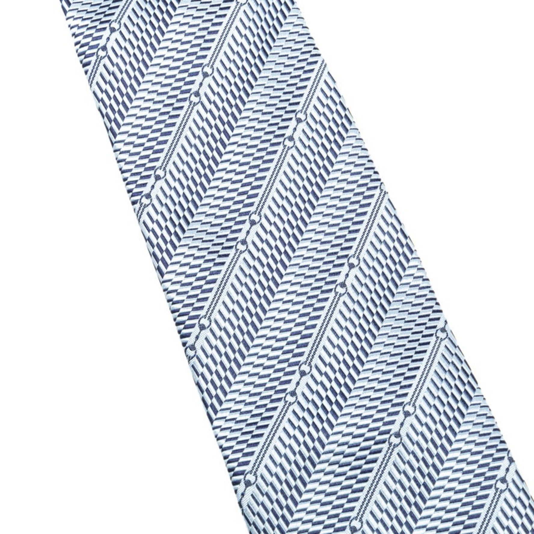 GUCCI Striped Tie Blue Silk Women's