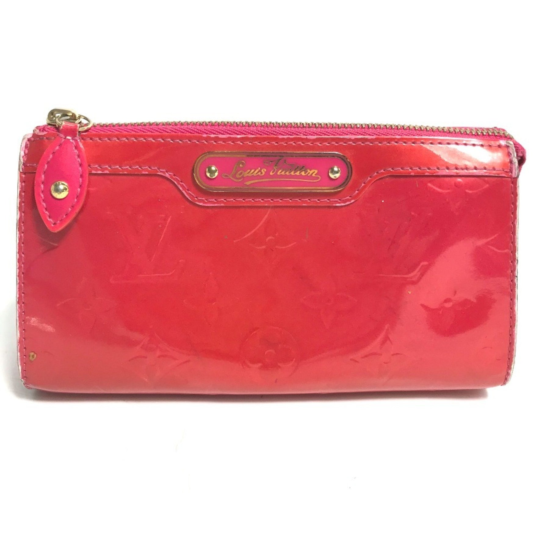 LOUIS VUITTON M93647 Monogram Vernis Truth Cosmetic Makeup Pouch, Patent Leather, Women's, Rose Pop Pink