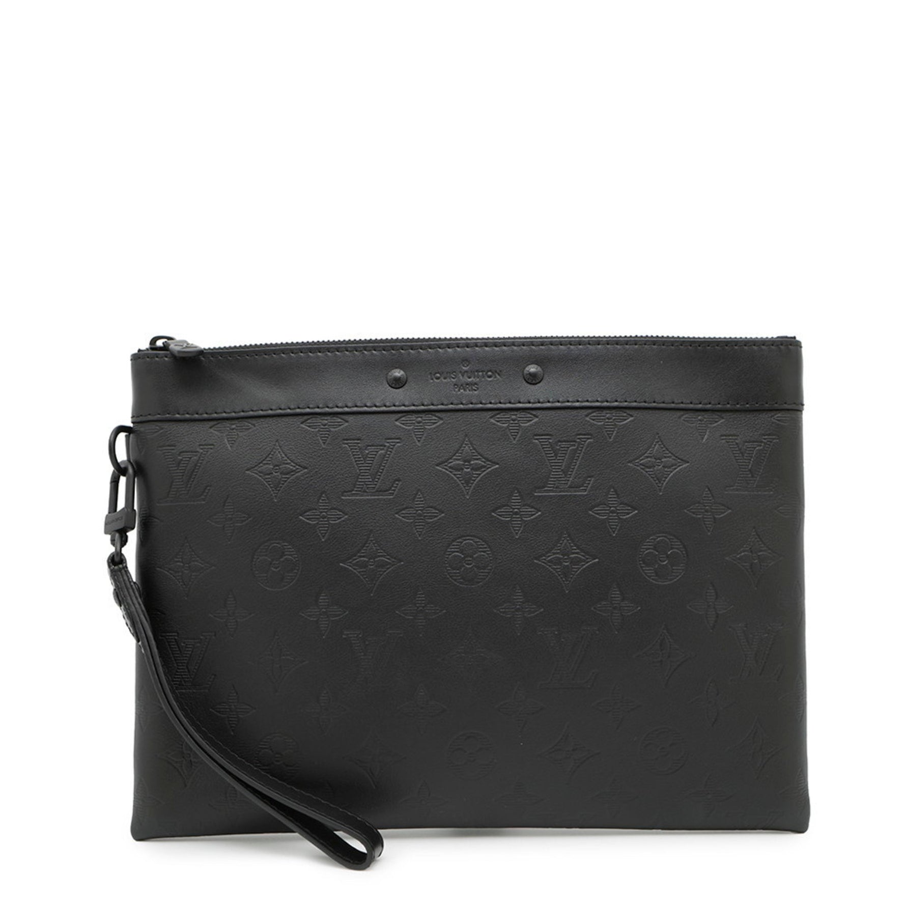 Louis Vuitton Monogram Shadow Pochette To Go Clutch Bag M81570 Black