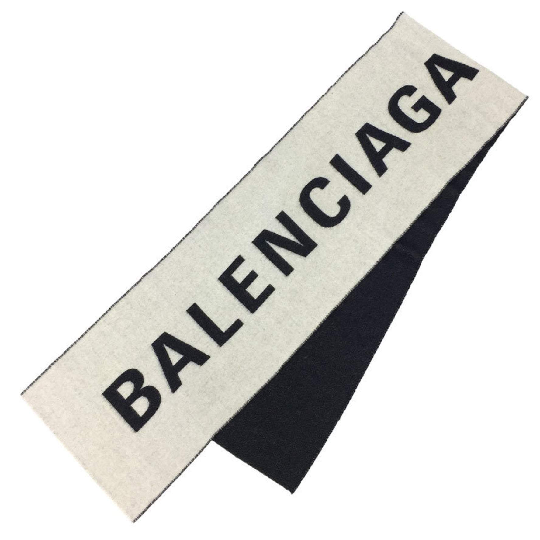BALENCIAGA Marco Scarf Wool Black x White aq10559
