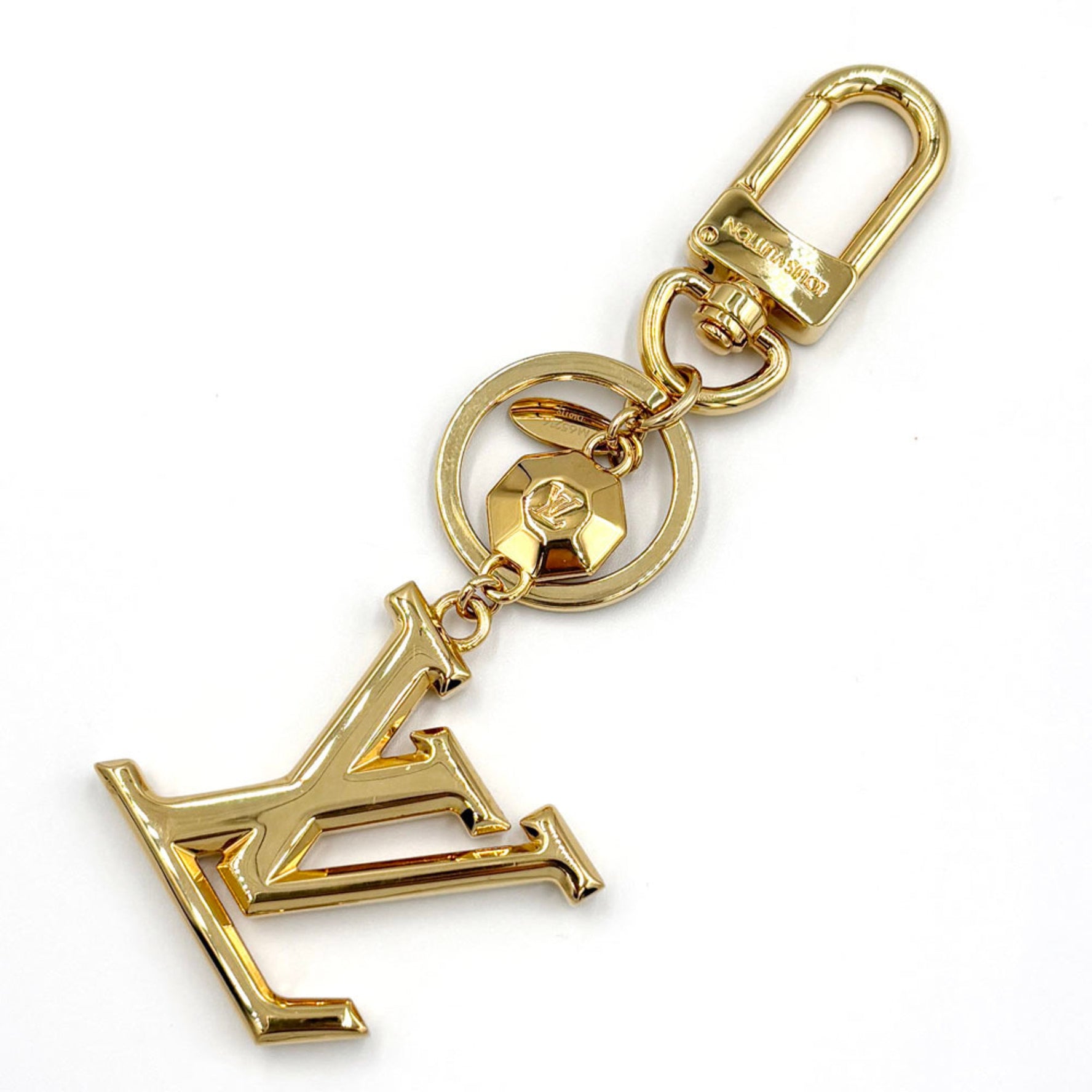 Louis Vuitton Porte-Cle LV Facet Metal Key Ring Holder Bag Charm Men's