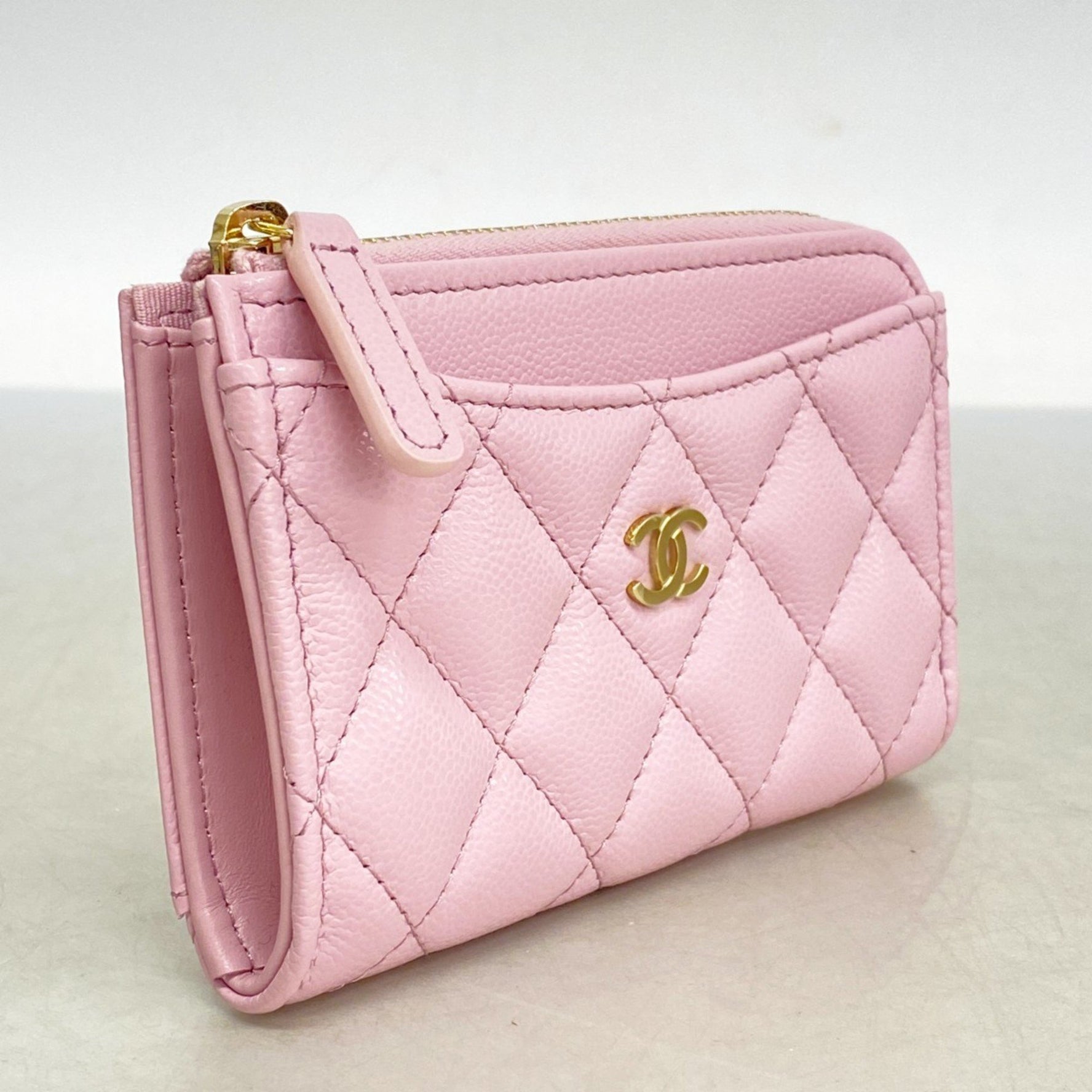 Chanel Matelasse Caviar Leather Wallet/Coin Case, Pink Champagne, Women's