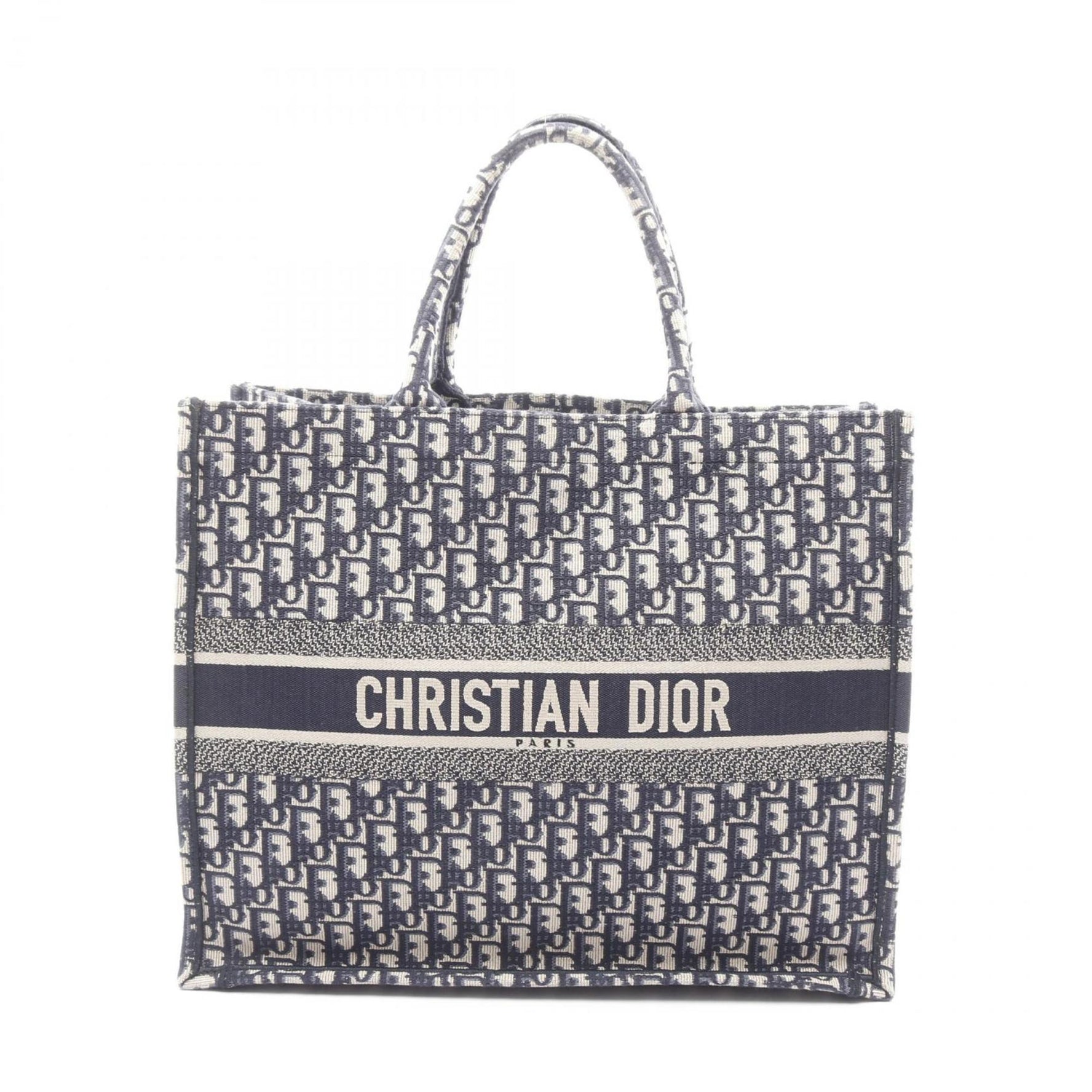 Christian Dior Dior BOOK TOTE Large Oblique Canvas Tote Bag Navy/Blue/Ivory