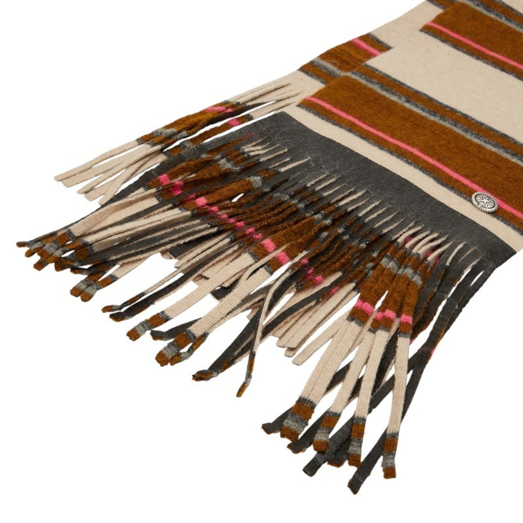 Chanel Striped Scarf, Beige, Multicolor, Cashmere