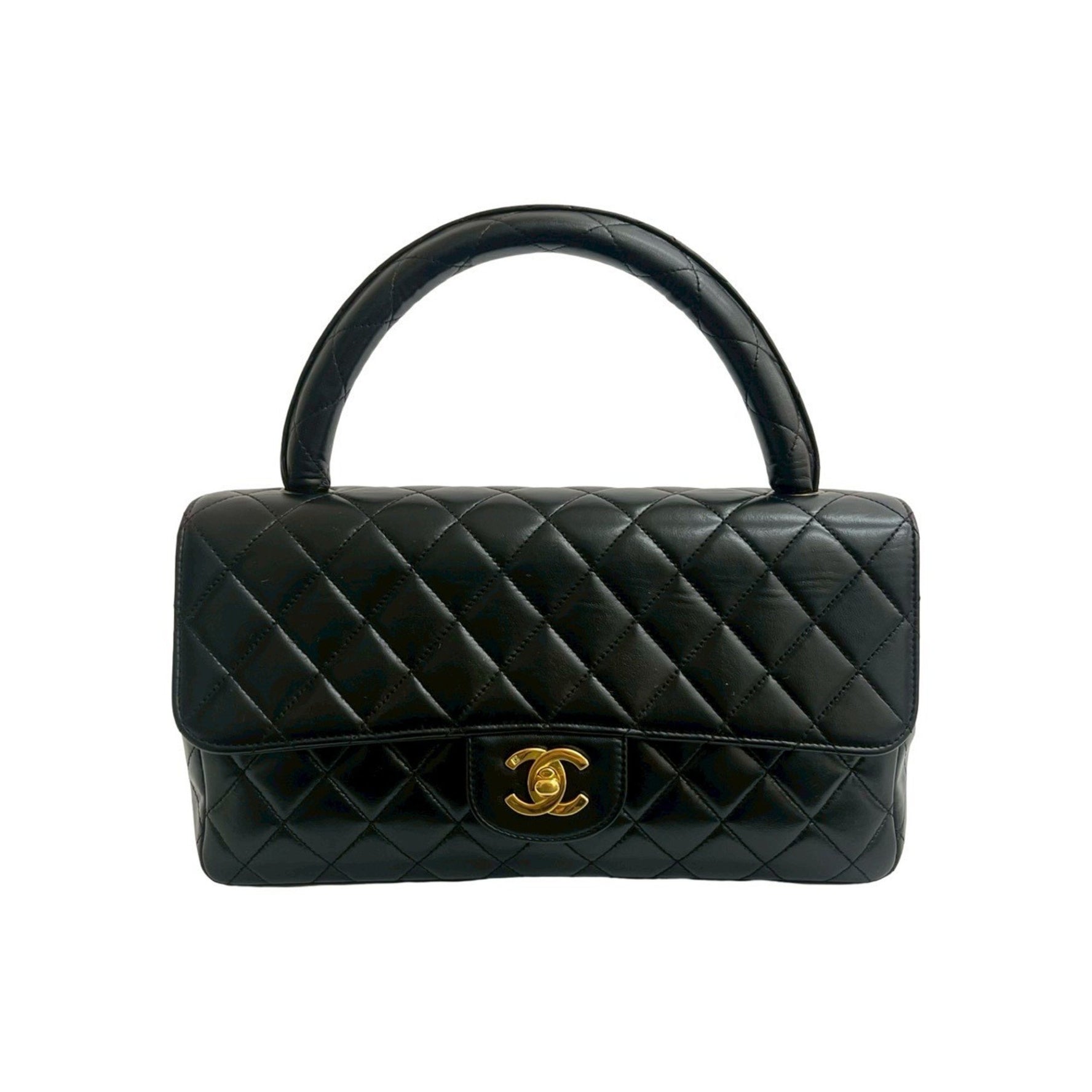 CHANEL Vintage Matelasse Coco Mark Lambskin Leather Handbag, 200-6