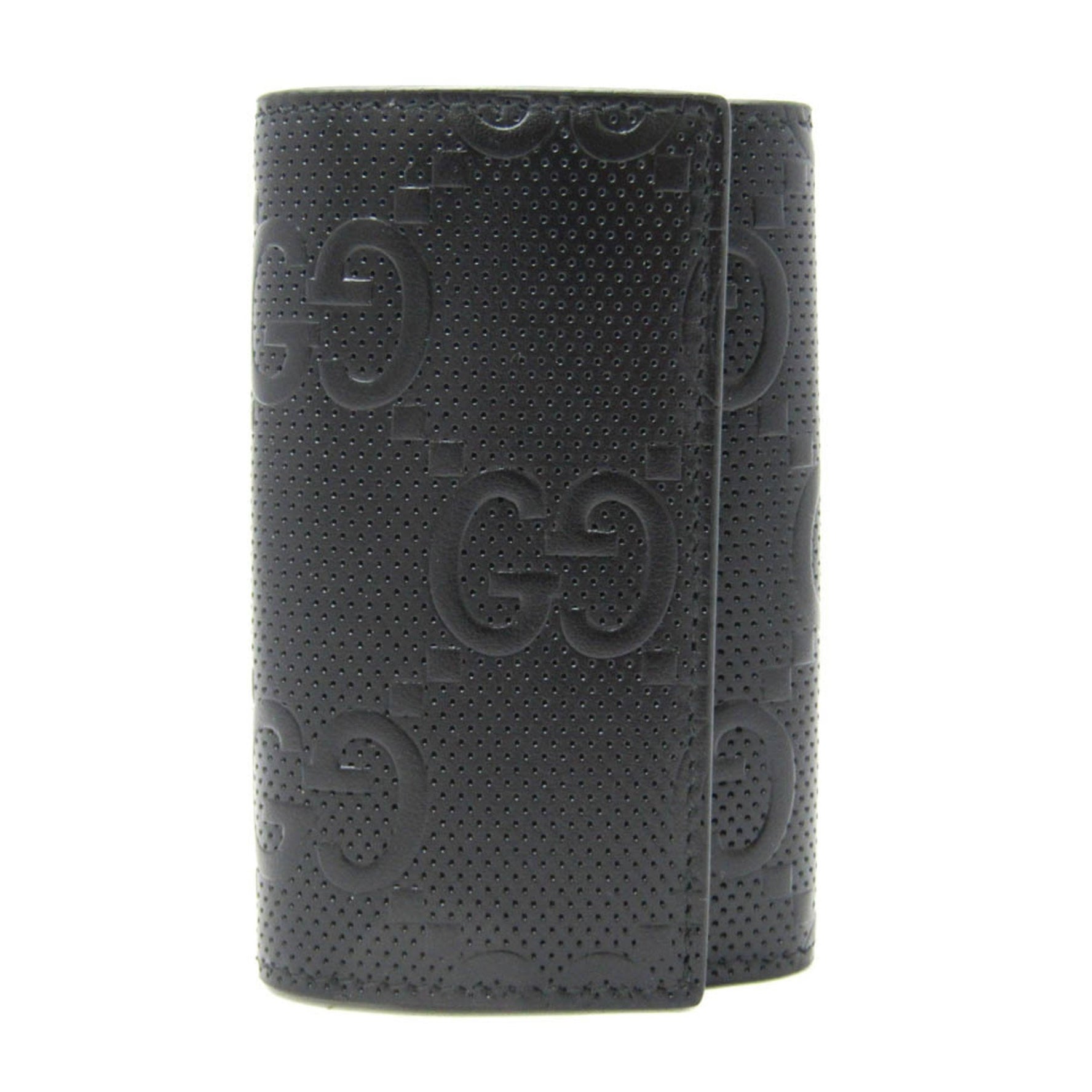 Gucci GG Embossed Men,Women Leather Key Case Black
