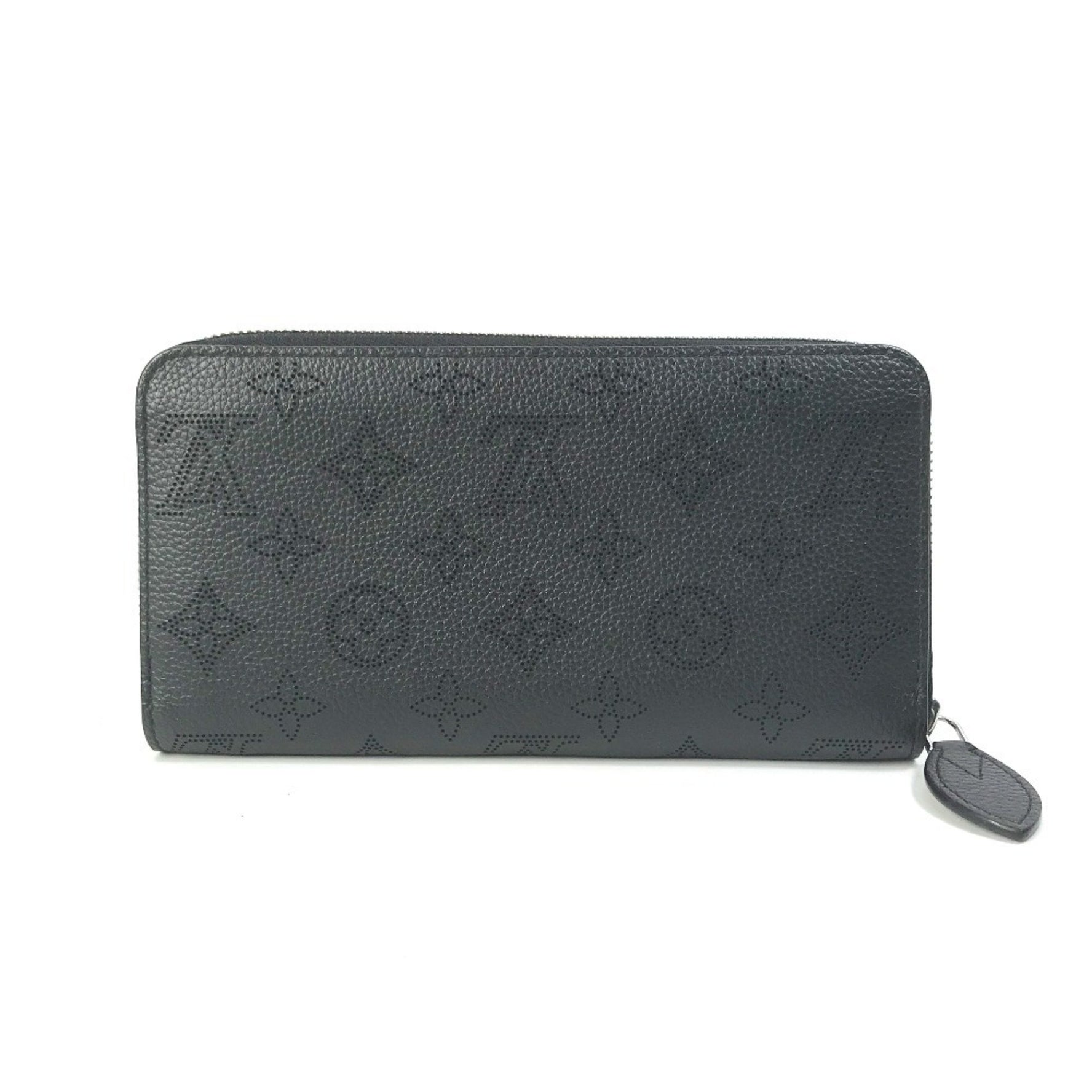 LOUIS VUITTON M61867 Monogram Mahina Zippy Wallet, Round Zipper Long Mahina, Women's, Black