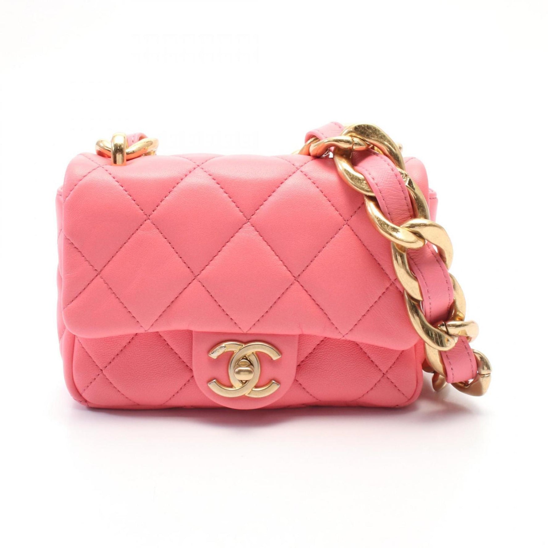 CHANEL Matelasse Shoulder Bag Lambskin (Sheepskin) Women's Pink AS3213