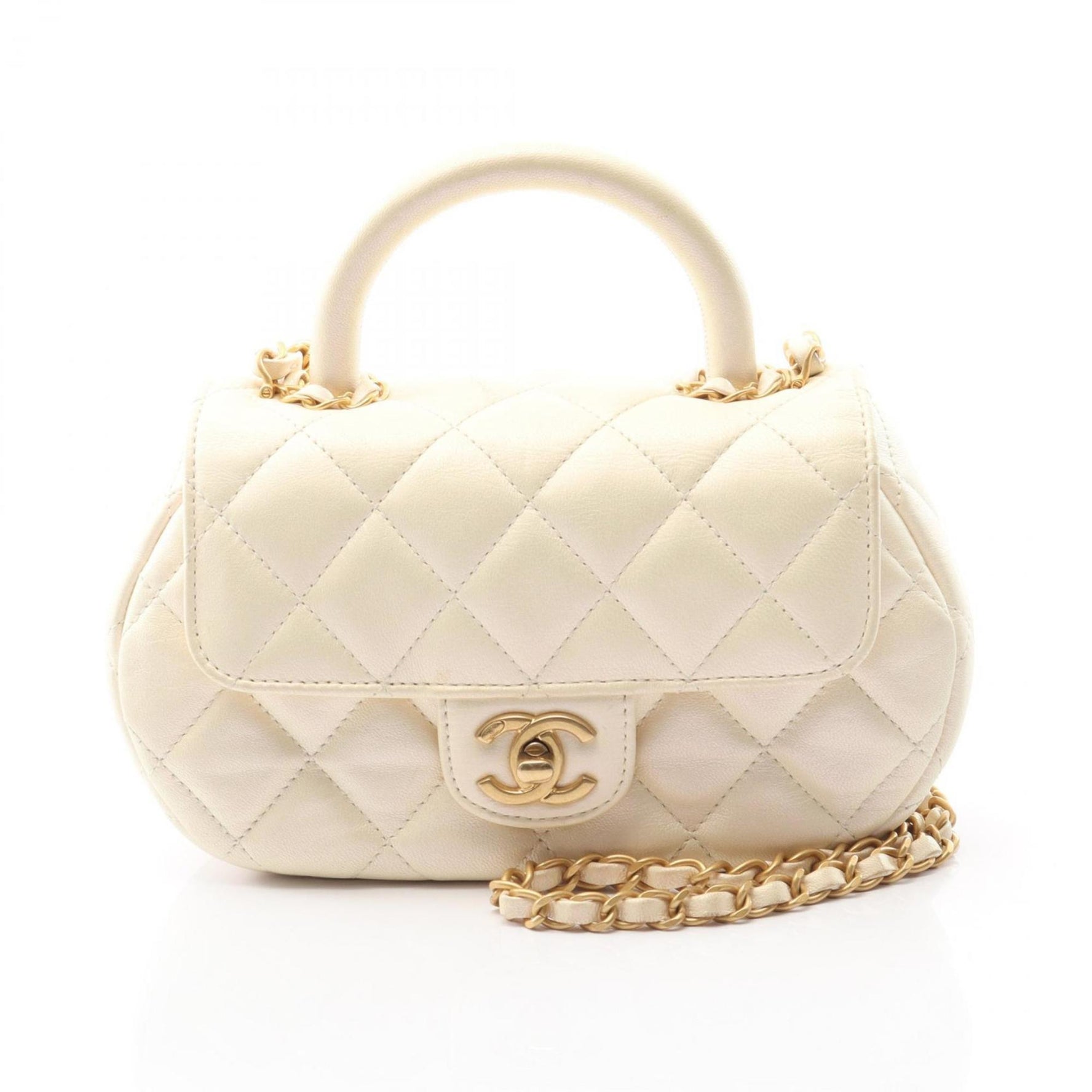 CHANEL Matelasse Top Handle Shoulder Bag in Lambskin Leather